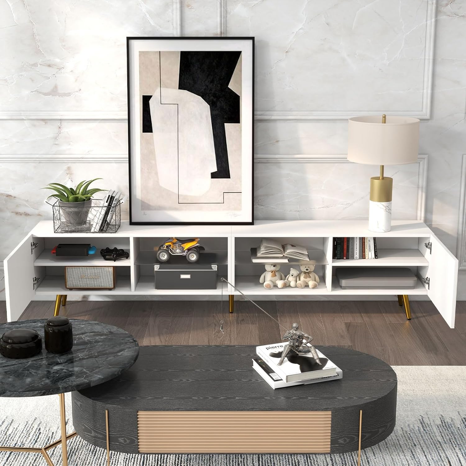 Modern LED TV Stand with Storage for Living Room