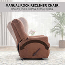 Manual Rocker Recliner Chair with Overstuffed Backrest - Brown