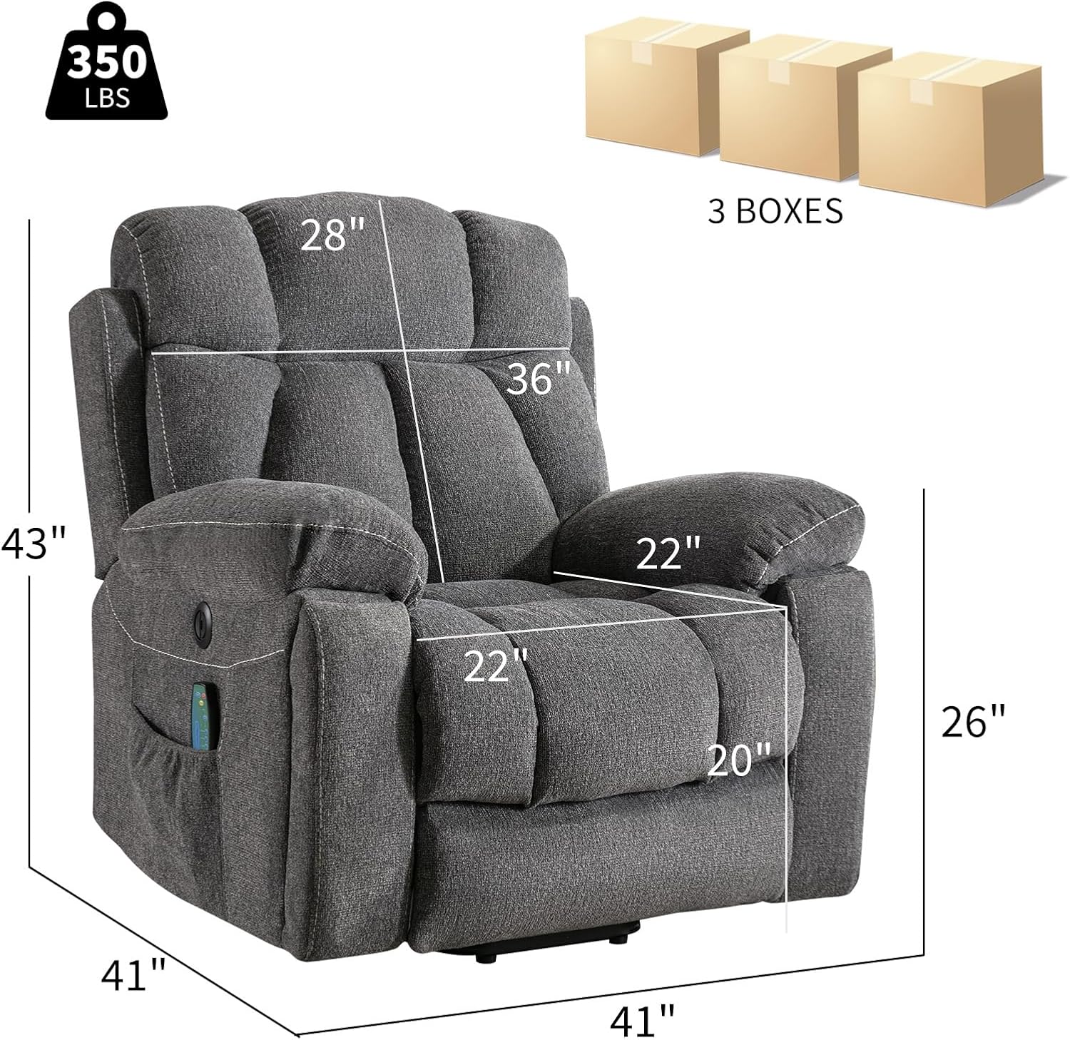 Power Lift Recliner Chair with Massage and Heat for Living Room