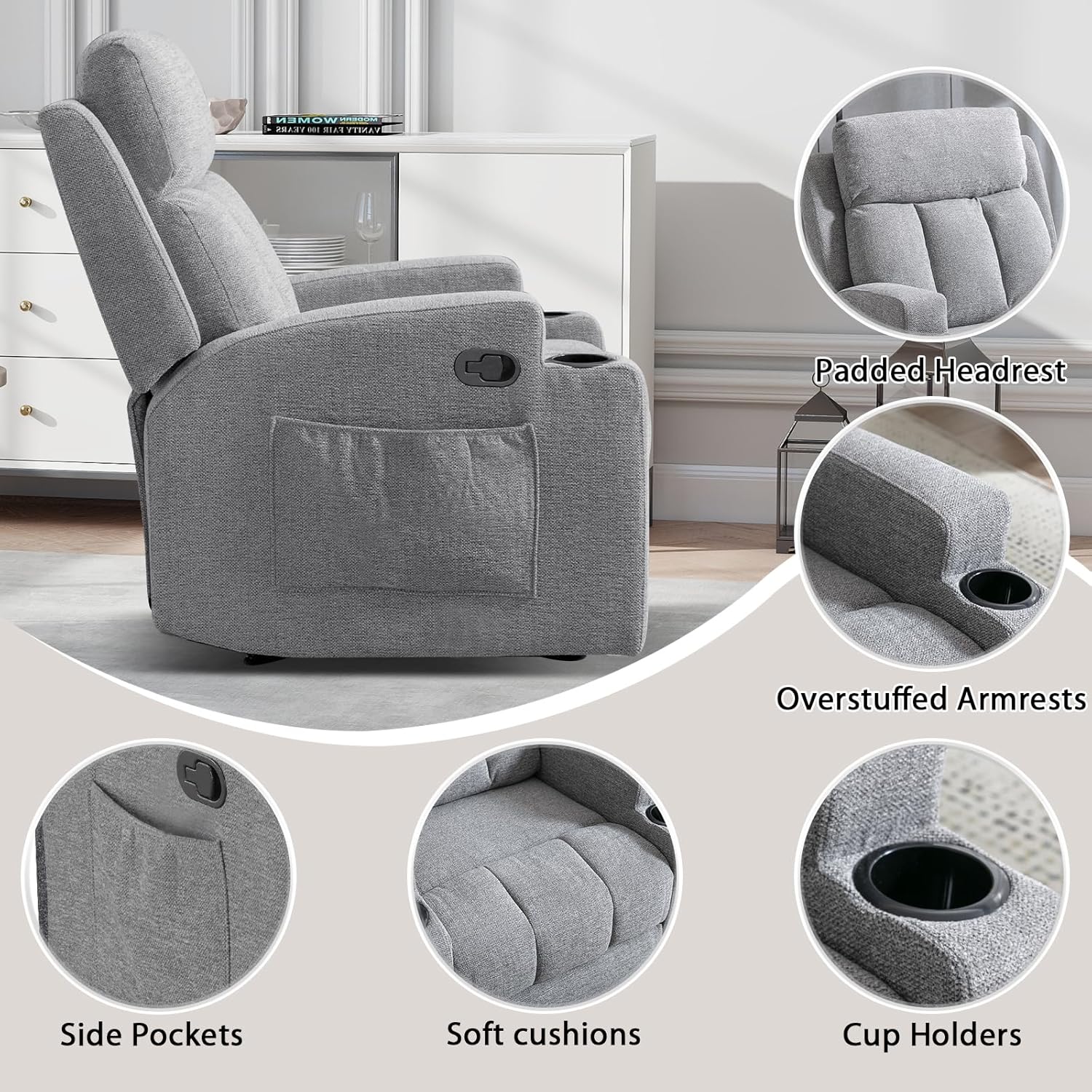 Recliner Chair with Massage and Heat for Living Room
