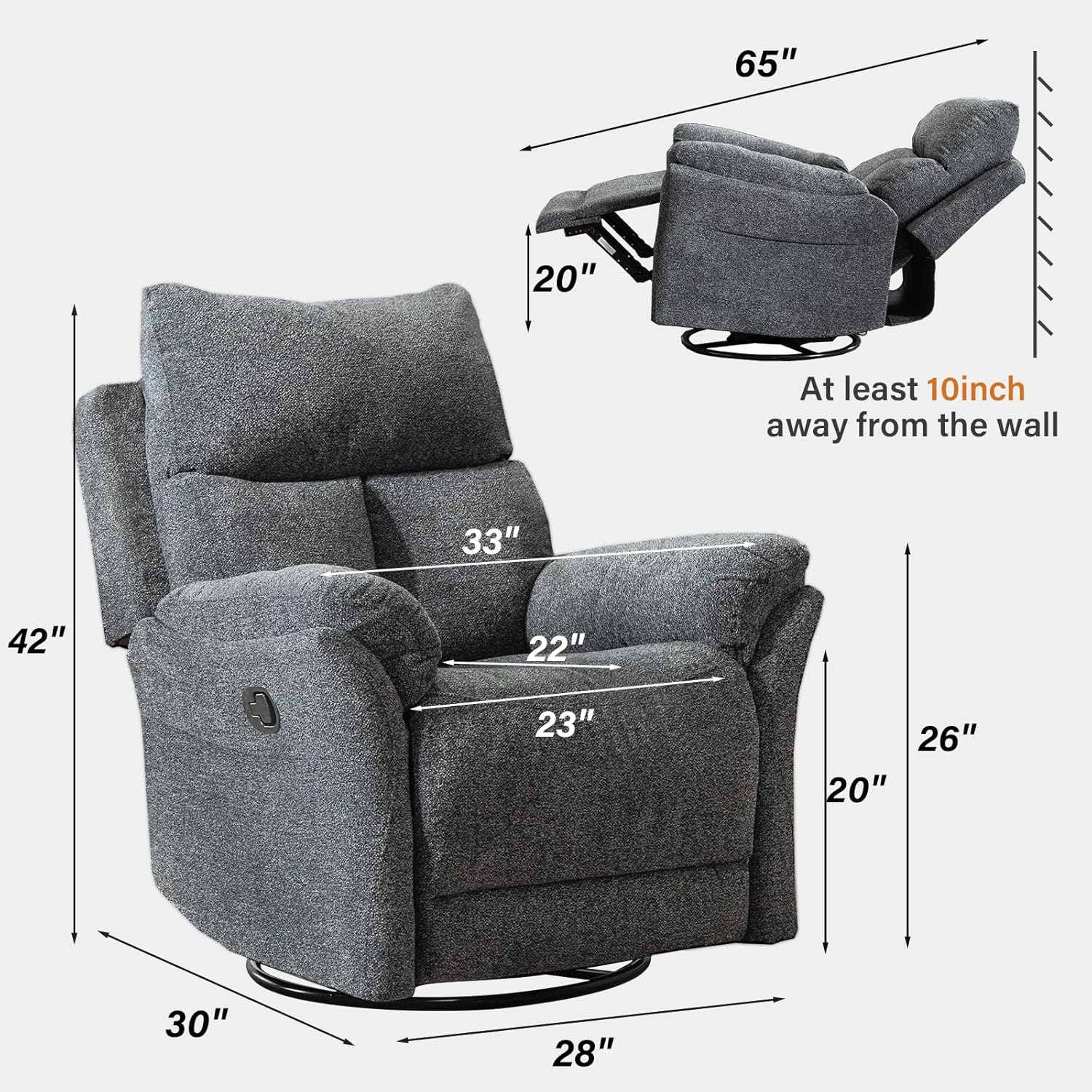 Swivel Rocker Recliner Chair for Living Room