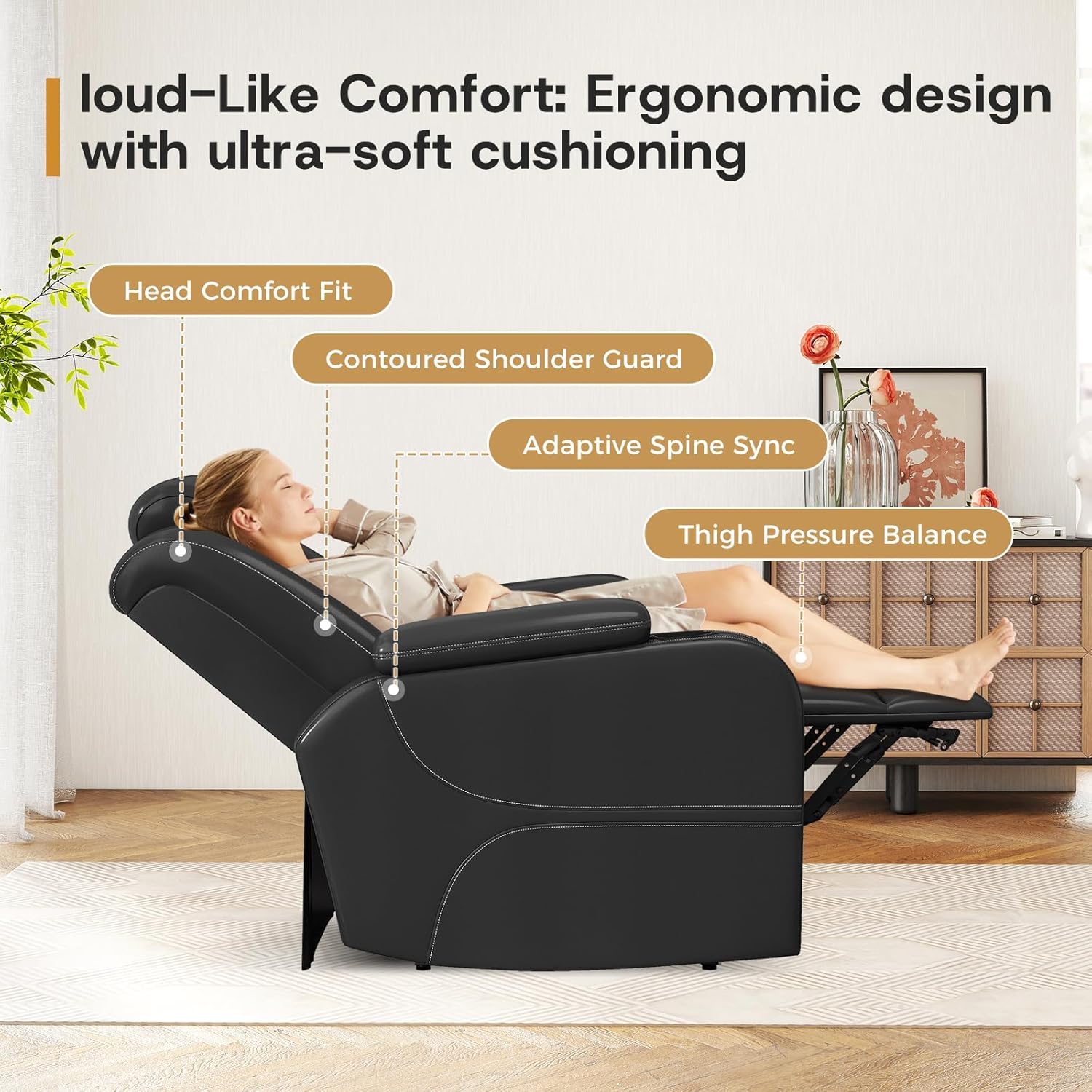 Power Recliner Chair with Adjustable Headrest for Living Room
