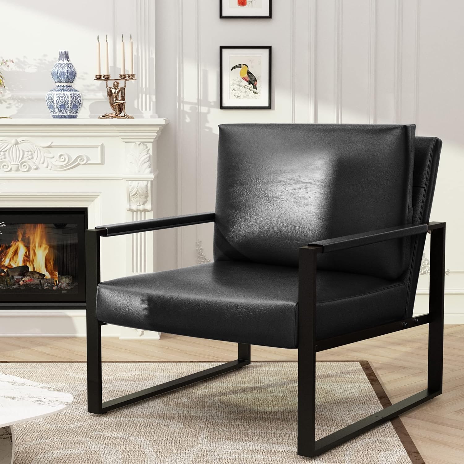 Fixed Accent Armchair Upholstered Chair for Living Room