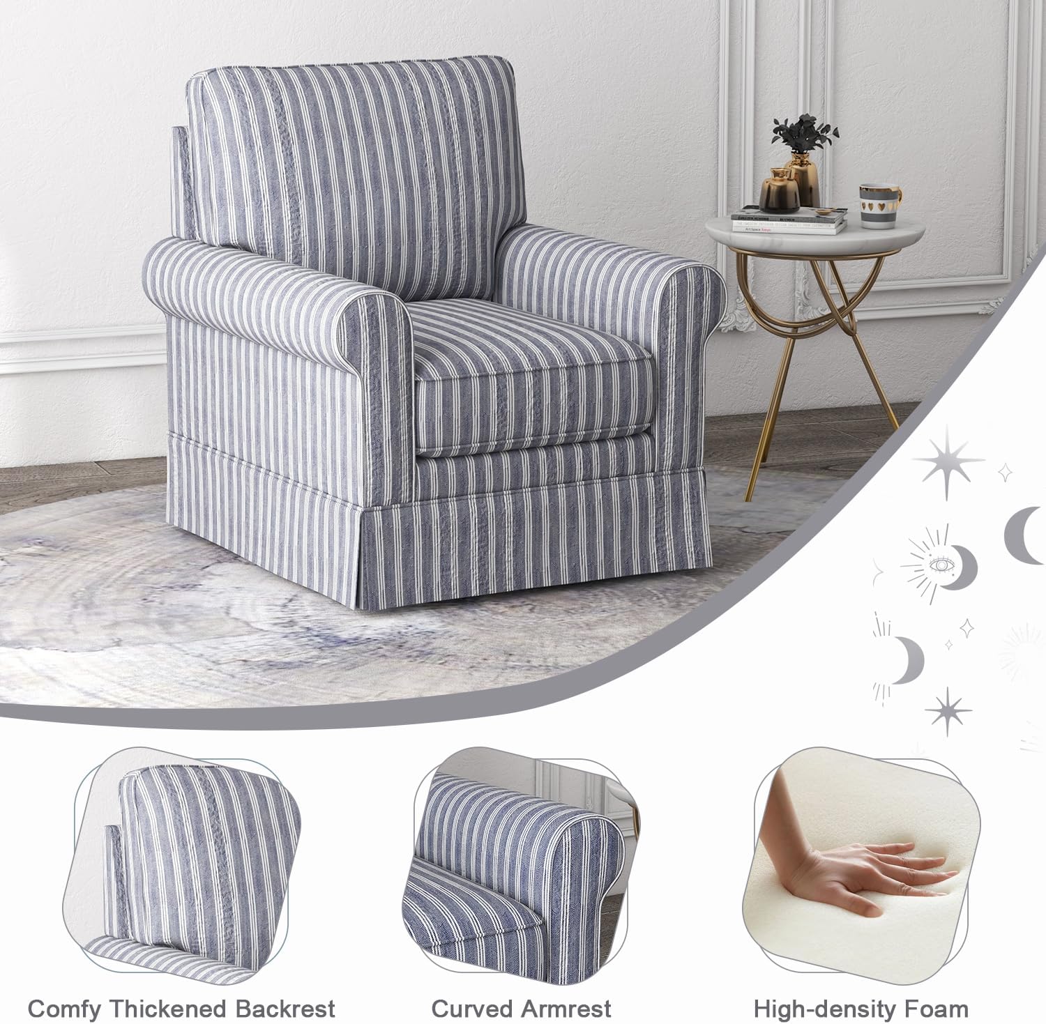 Swivel Accent Chair Upholstered Armchair for Living Room