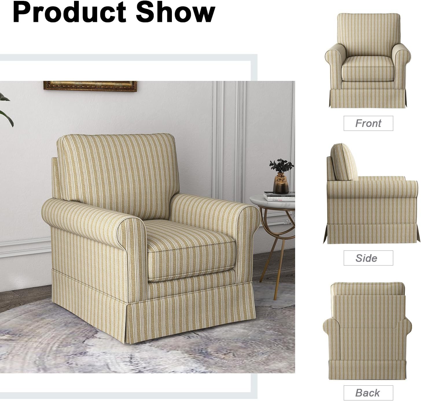 Swivel Accent Chair Upholstered Armchair for Living Room