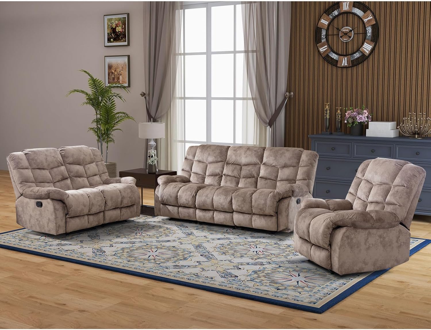 Single Recliner Sofa Chair with Manual Recline for Living Room