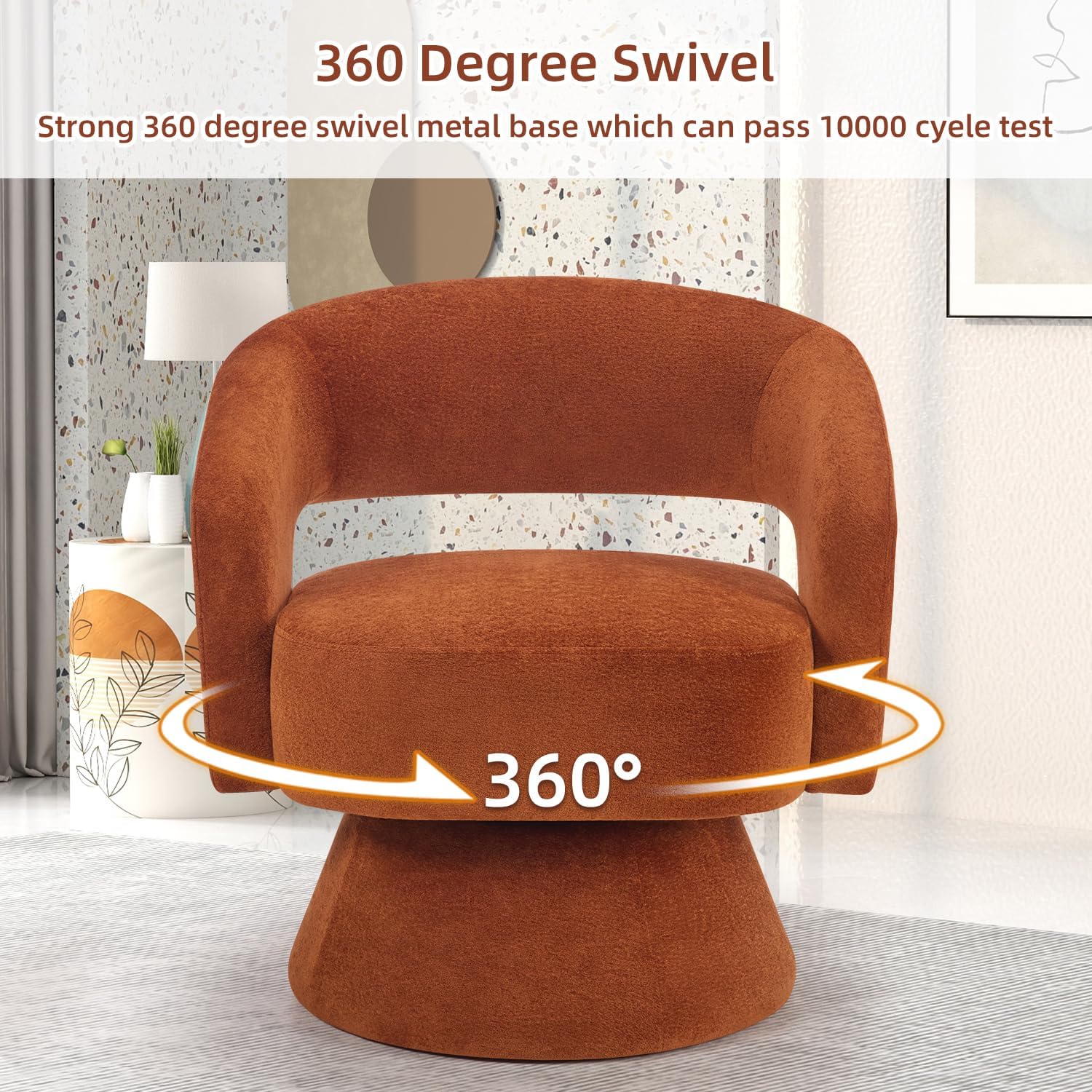 Round Ergonomic Swivel Accent Chair for Living Room