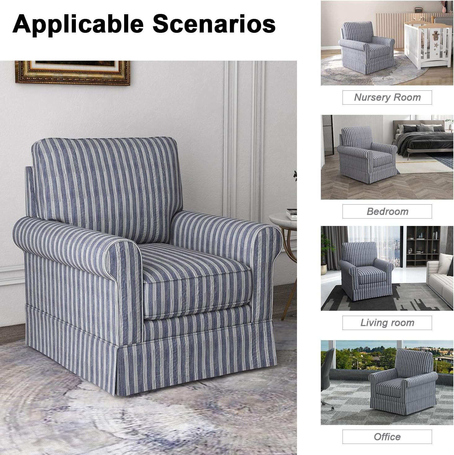Swivel Accent Chair Upholstered Armchair for Living Room