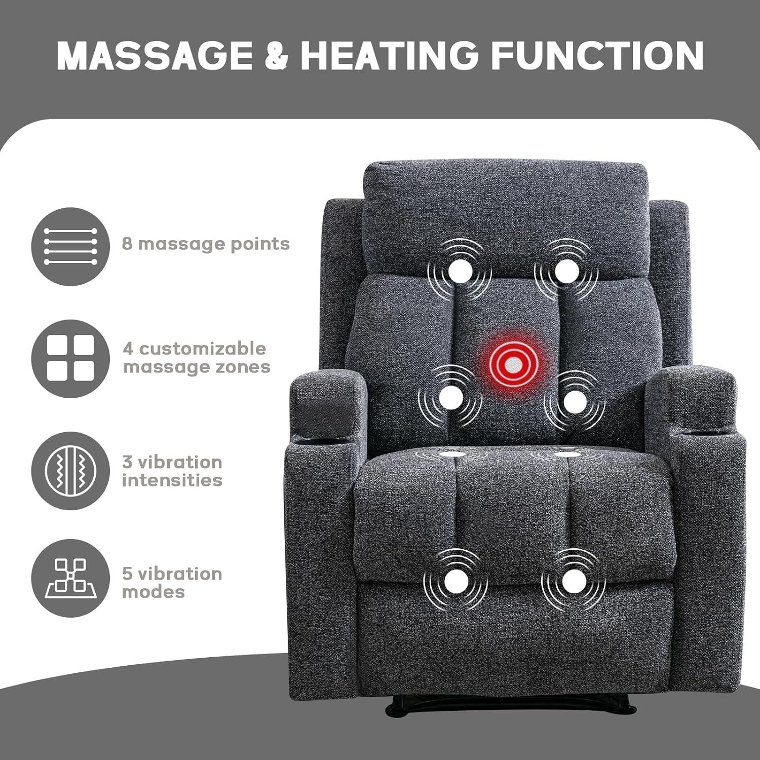 Recliner Chair with Massage and Heat for Living Room