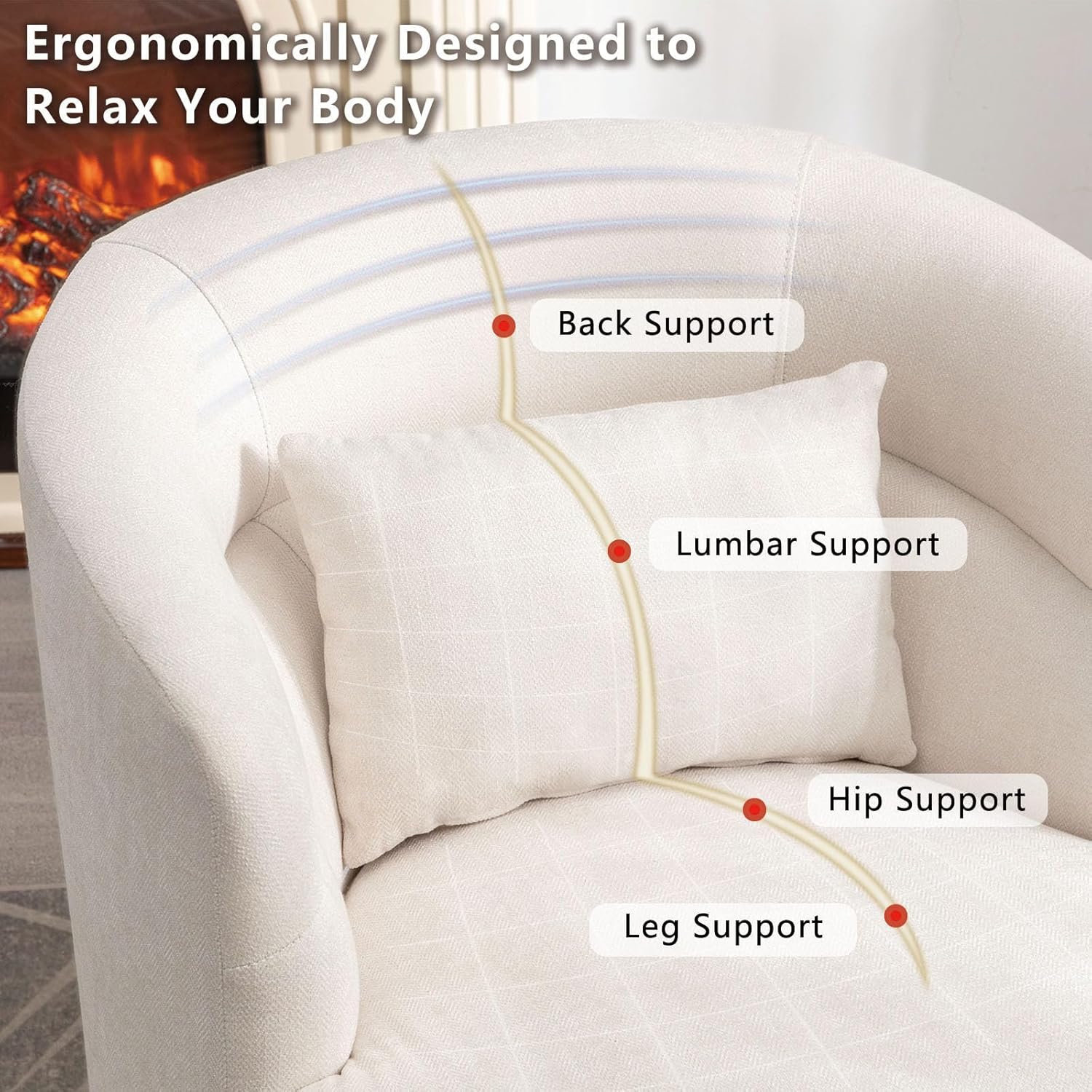 Swivel Barrel Accent Chair with Pillow for Living Room