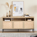 Tall TV Stand with Storage Cabinet - Oak