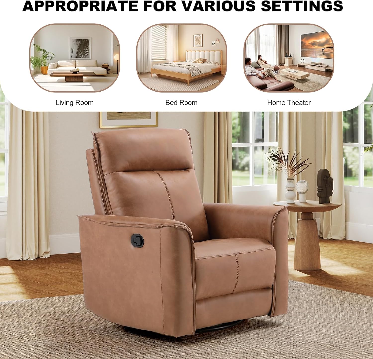 Swivel Rocker Manual Recliner Chair for Living Room
