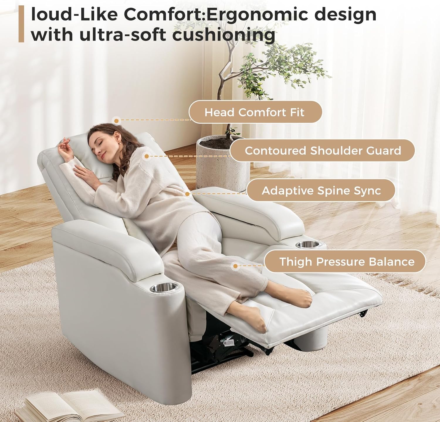Power Recliner Chair with USB and Cup Holders for Living Room