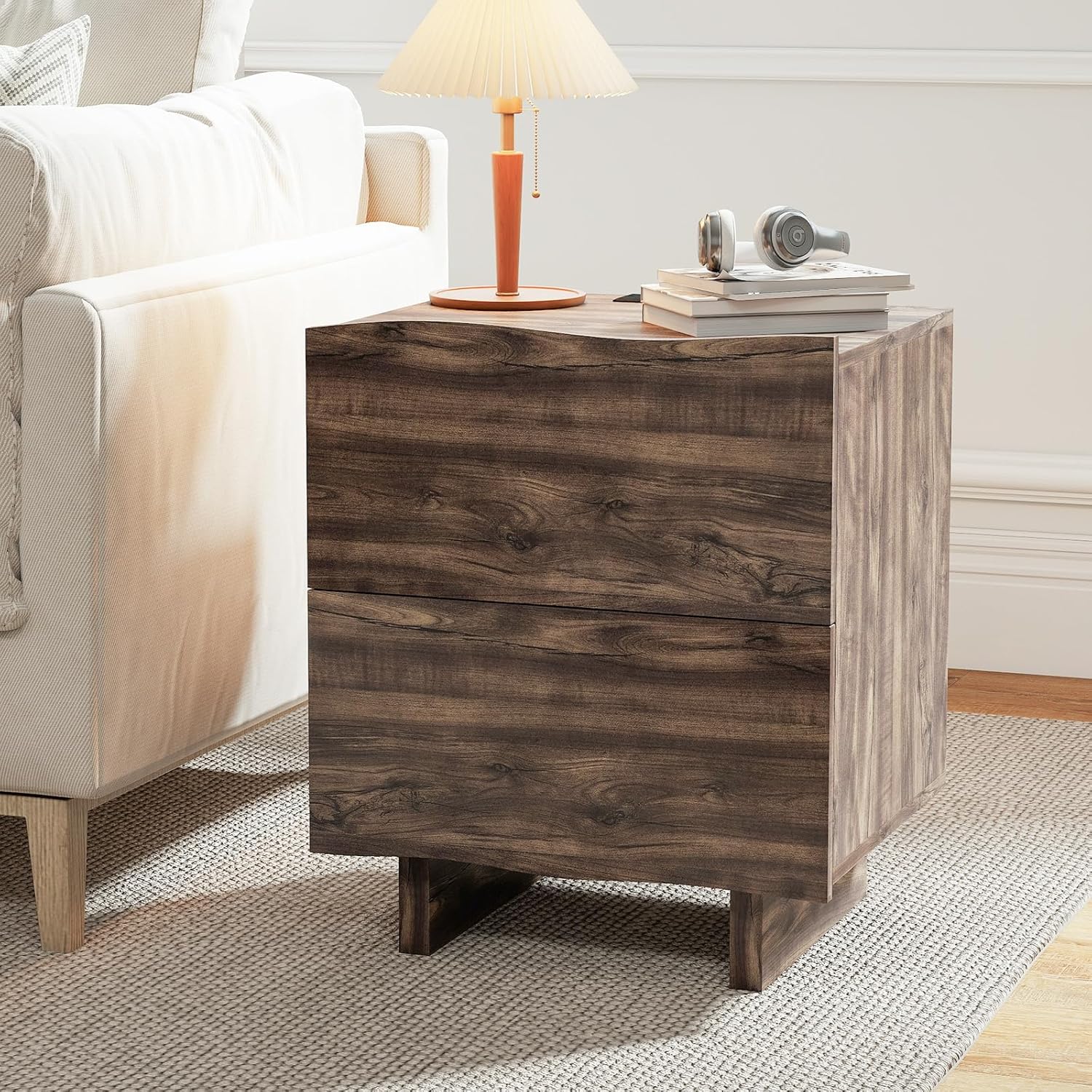 Nightstand with Charging Station and Drawers for Bedroom
