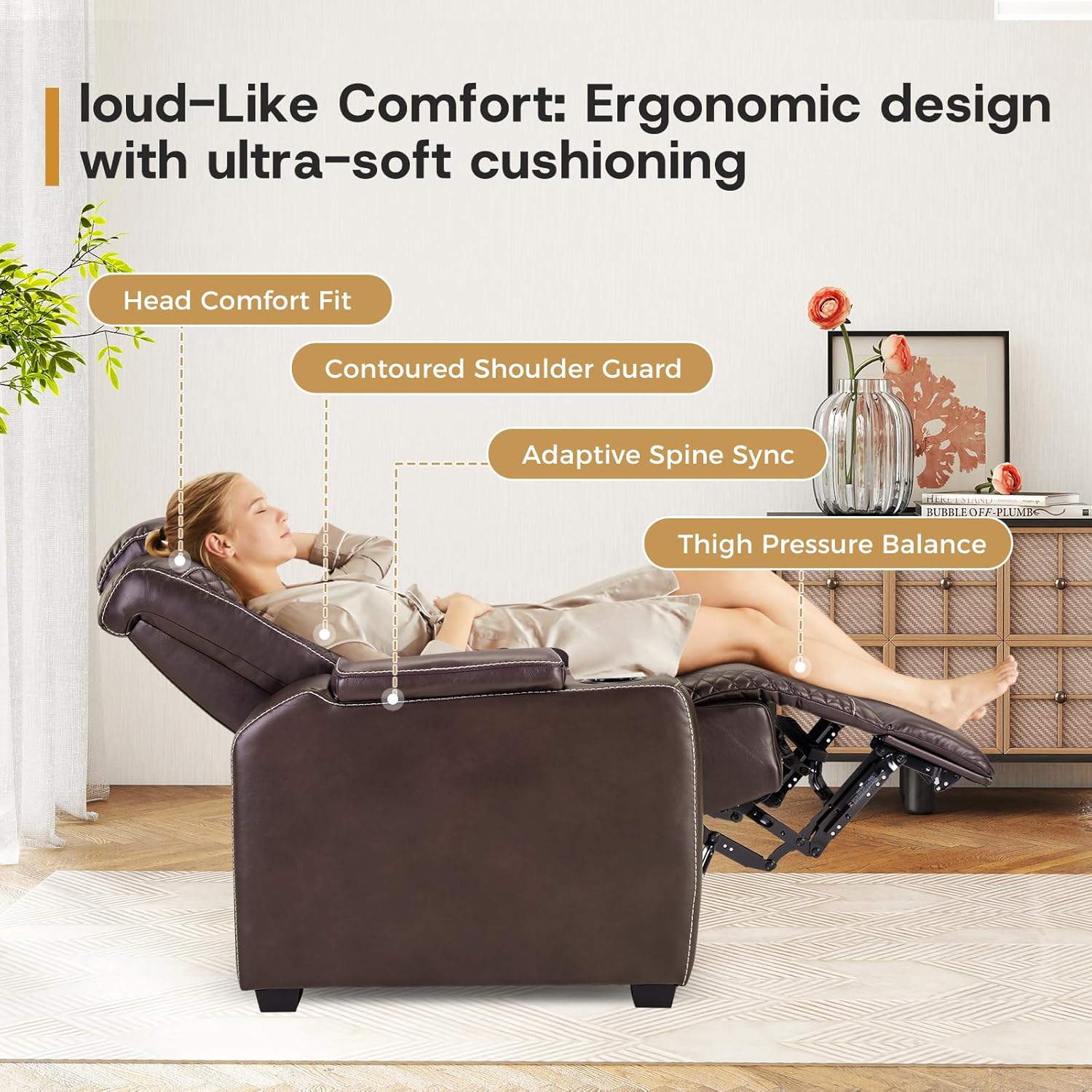 Power Recliner Home Theater Chair with LED for Living Room