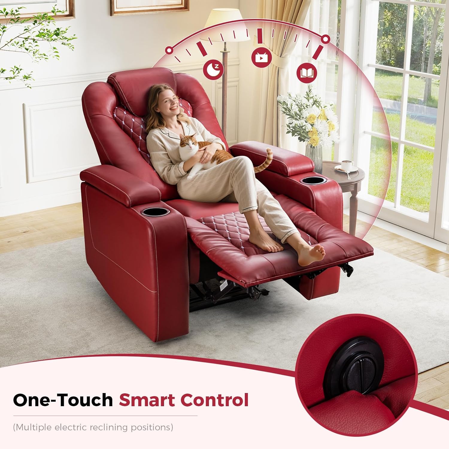 Power Recliner Chair with USB and Cup Holders for Living Room