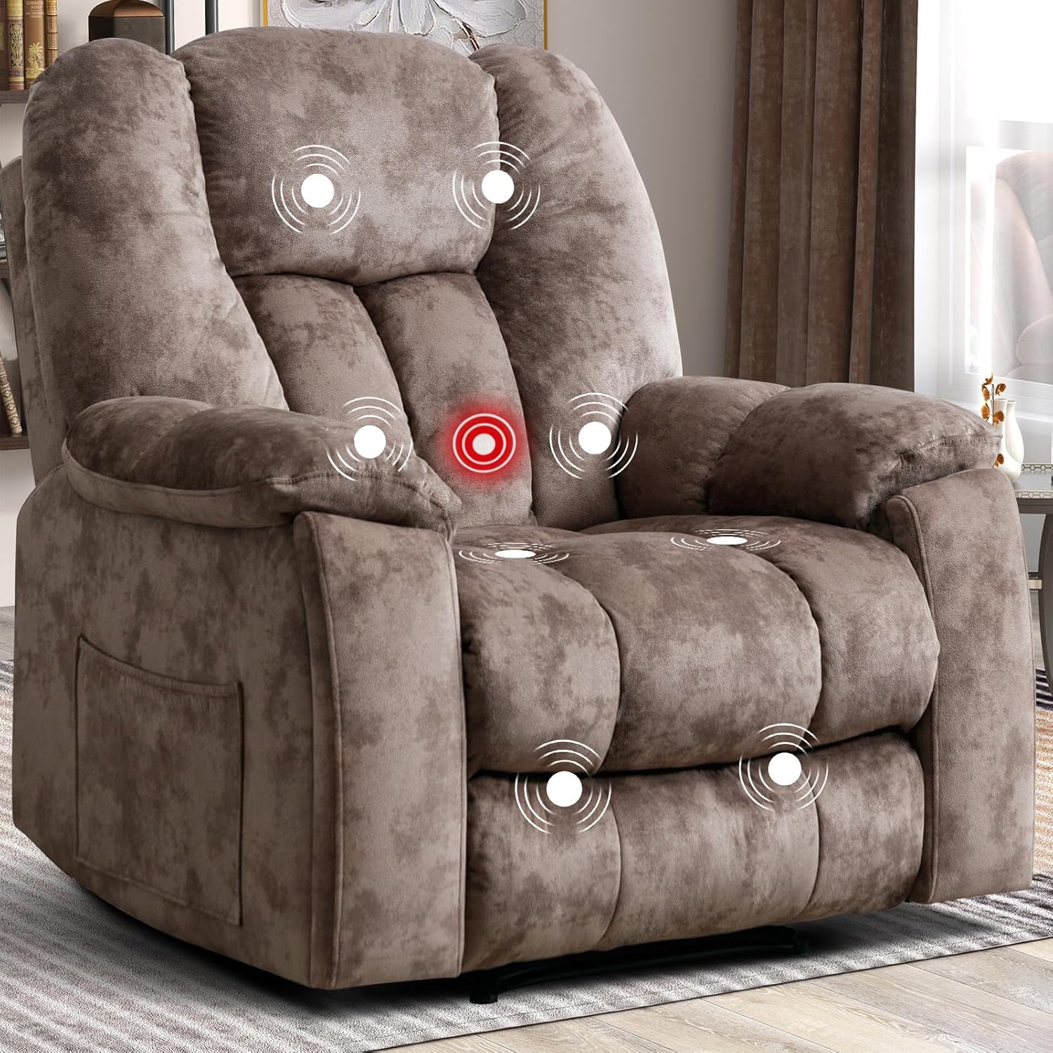 Manual Recliner Chair with Massage and Heat for Living Room