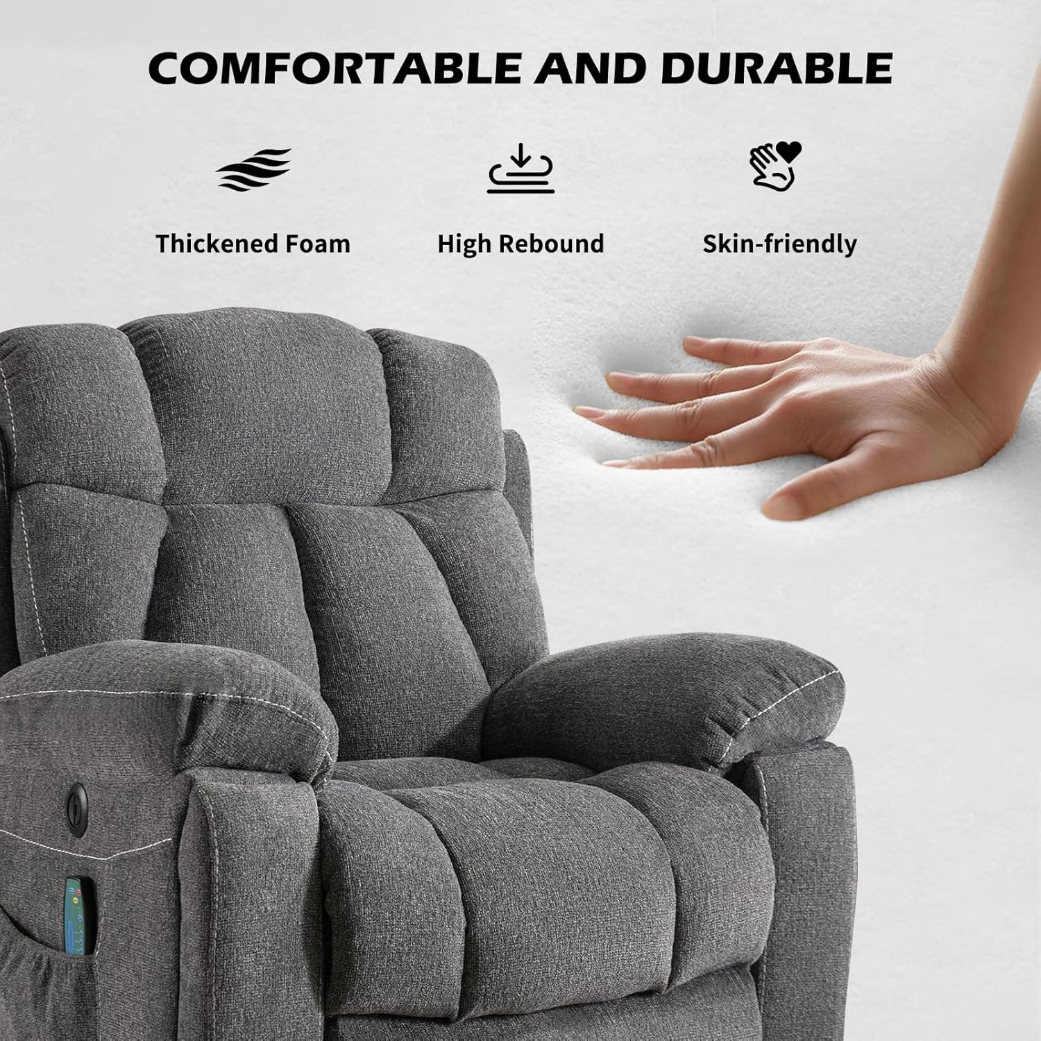Power Lift Recliner Chair with Massage and Heat for Living Room