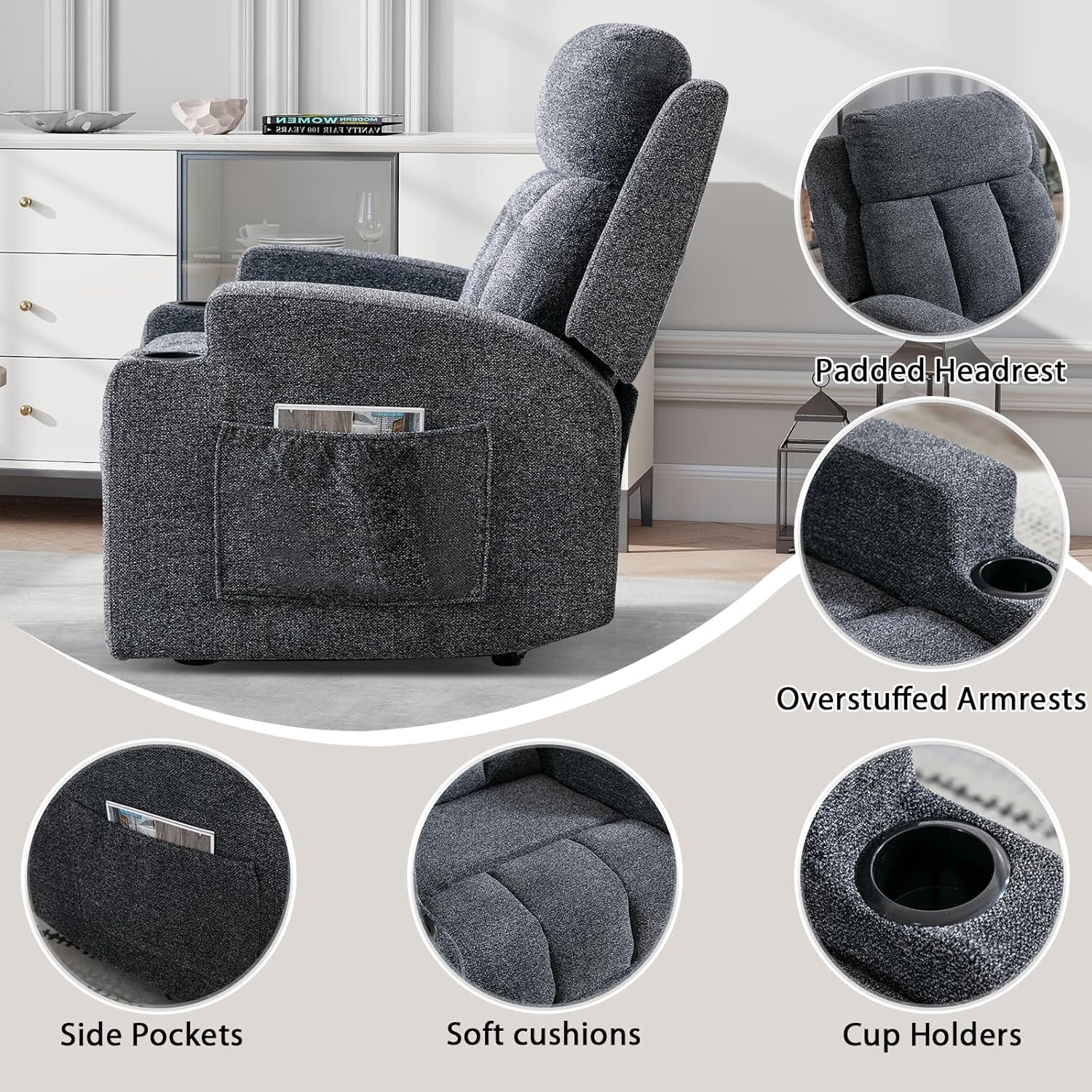 Recliner Chair with Massage and Heat for Living Room
