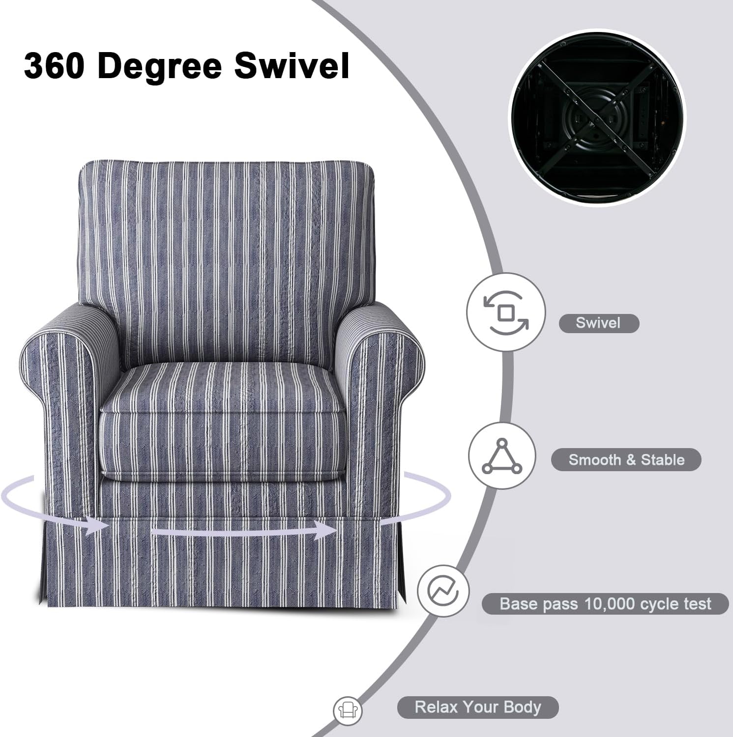 Swivel Accent Chair Upholstered Armchair for Living Room