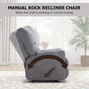 Manual Rocker Recliner Chair with Overstuffed Backrest - Grey