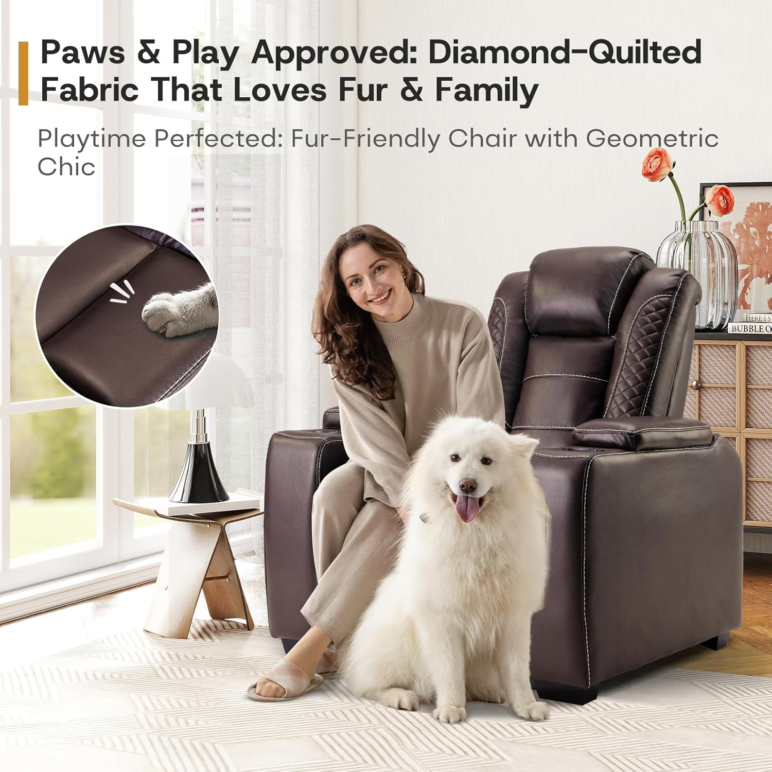 Power Recliner Home Theater Chair with LED for Living Room