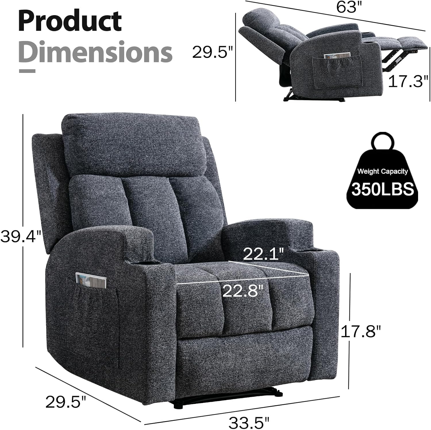 Recliner Chair with Massage and Heat for Living Room