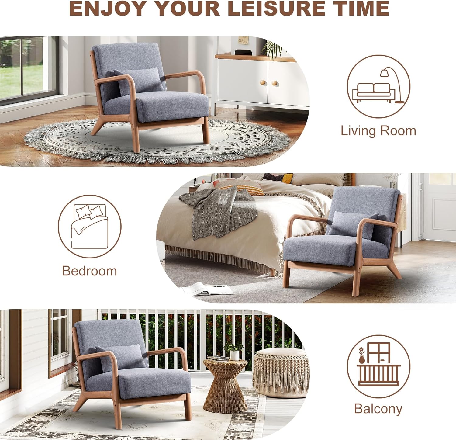 Mid Century Accent Chair Upholstered Armchair for Living Room