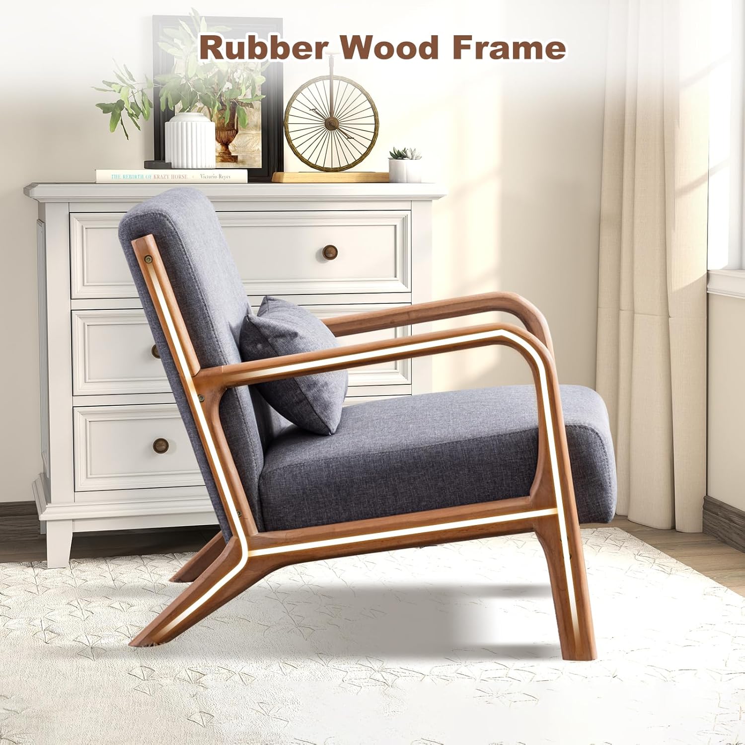 Mid Century Accent Chair Upholstered Armchair for Living Room