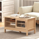 Modern Coffee Table with Sliding Doors - Oak