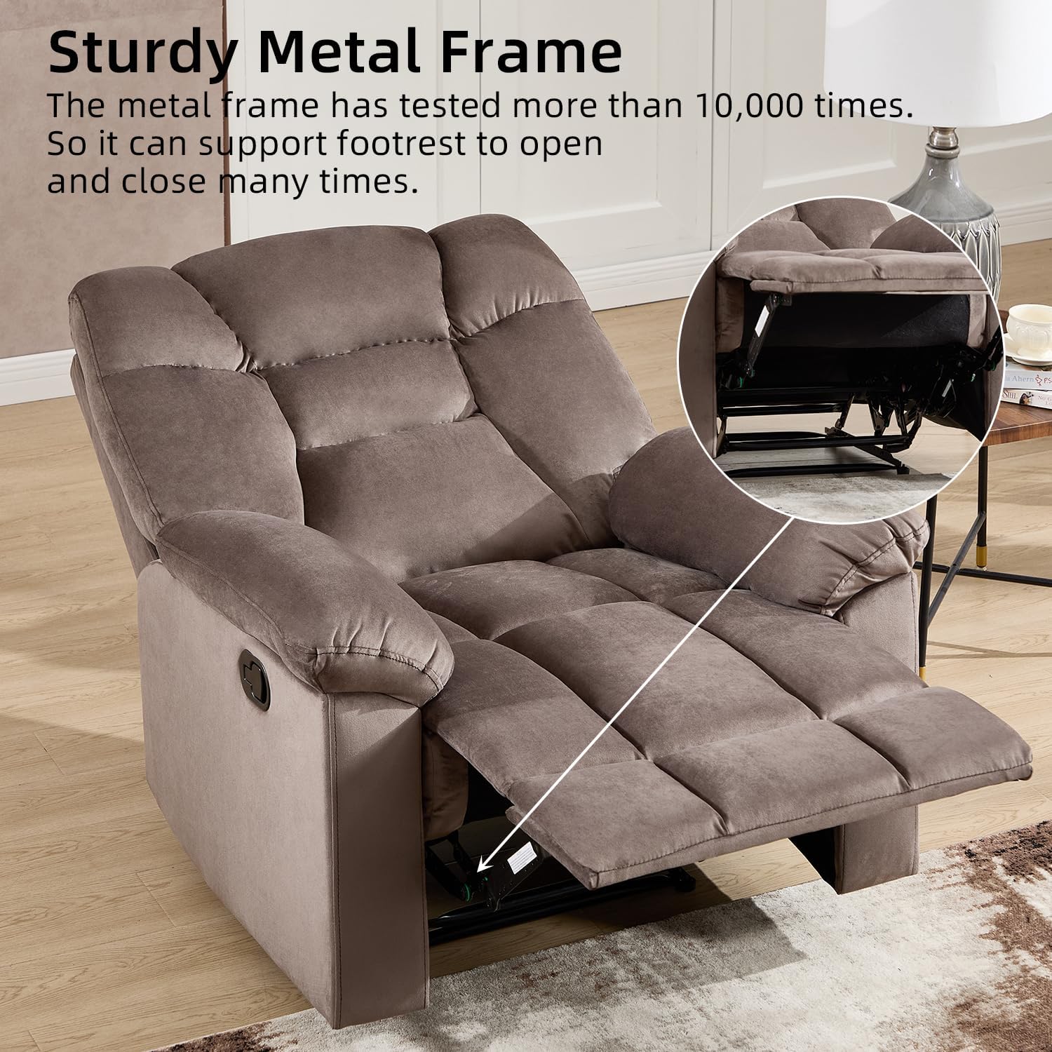 Manual Recliner Sofa Chair with Armrests for Living Room