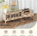 Modern TV Stand for 75" with Sliding Doors - Oak