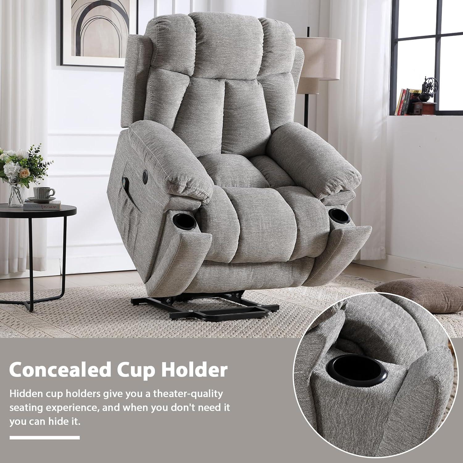 Power Lift Recliner Chair with Massage and Heat for Living Room