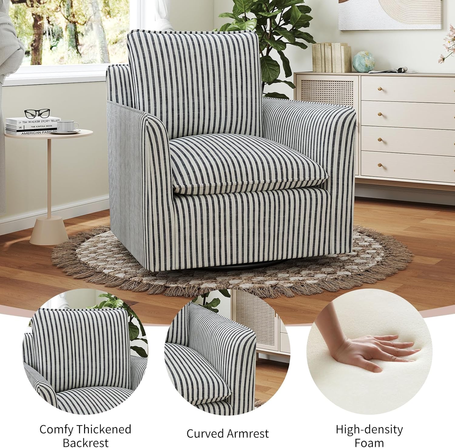 Swivel Accent Chair Upholstered Armchair for Living Room