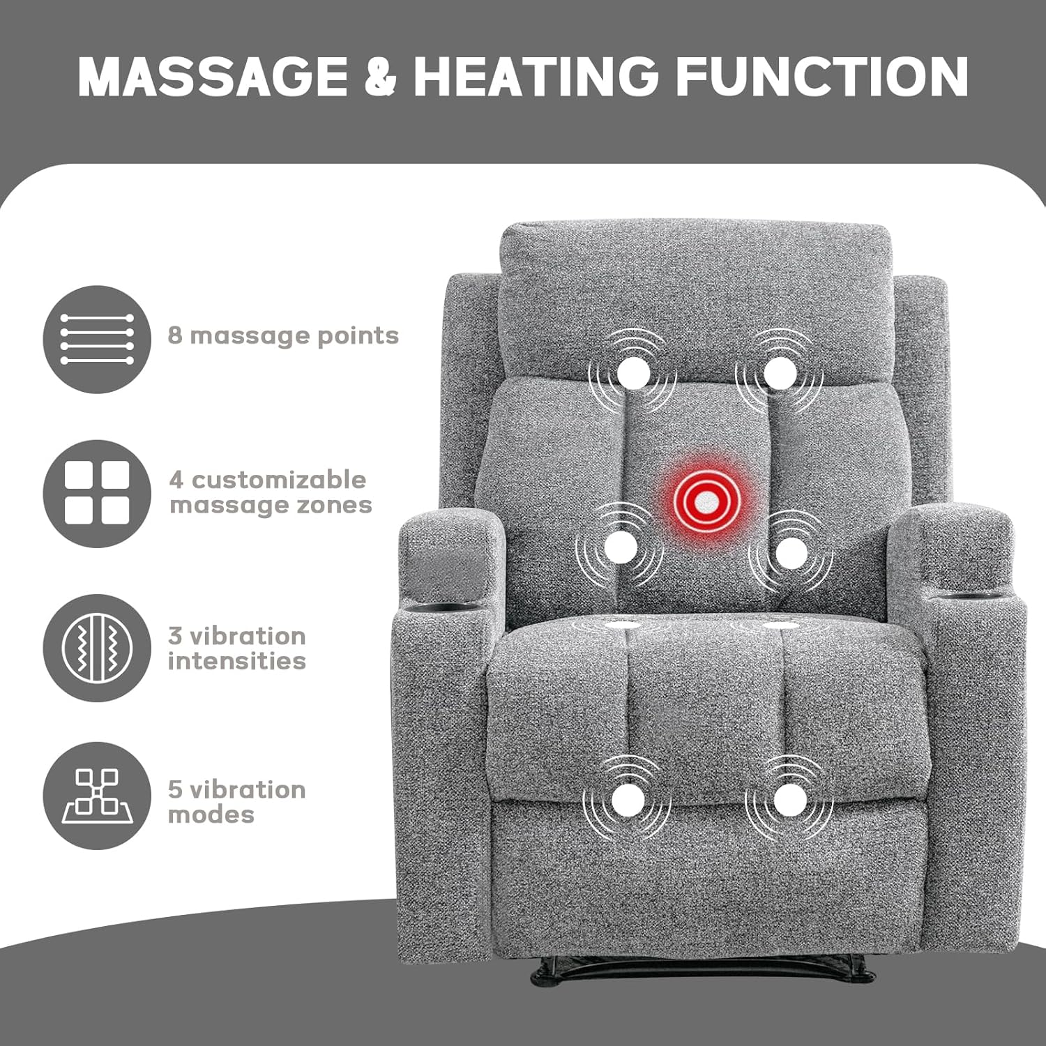 Recliner Chair with Massage and Heat for Living Room
