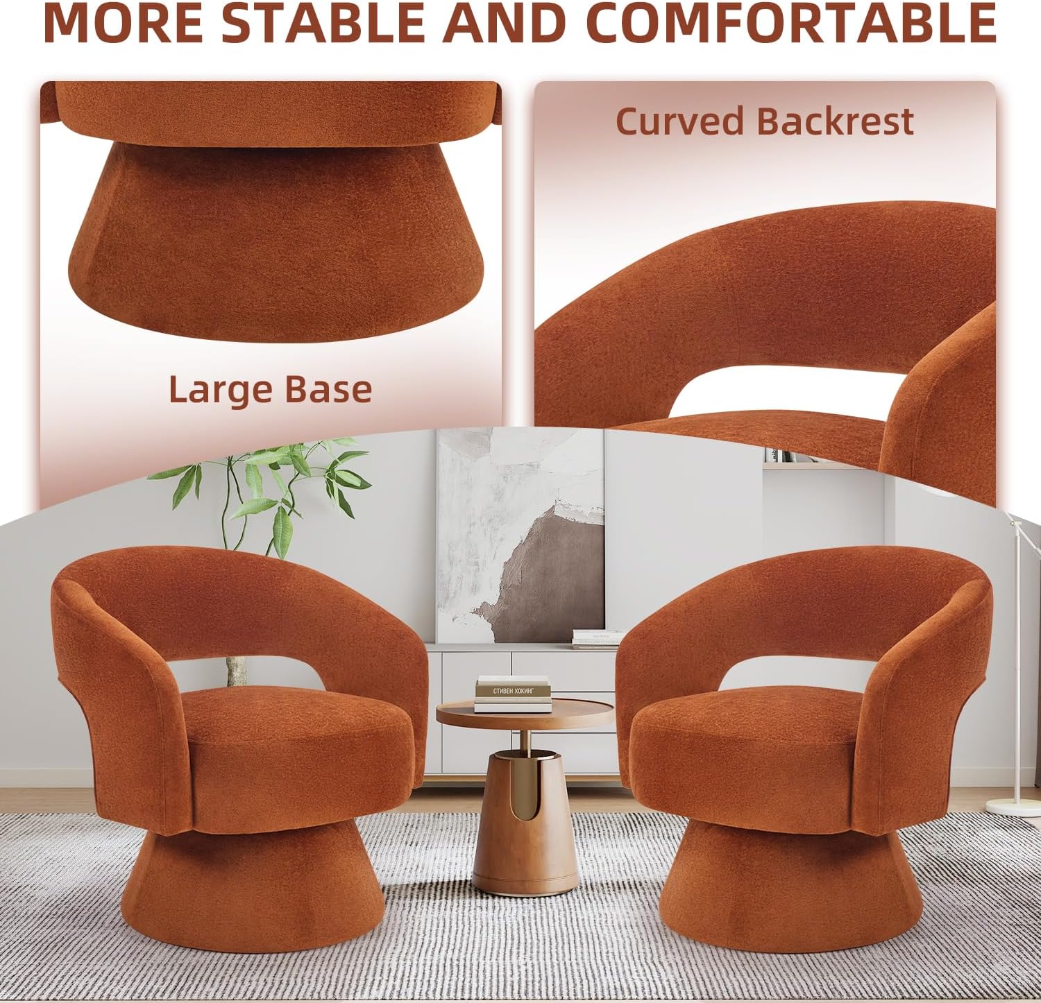 Round Ergonomic Swivel Accent Chair for Living Room