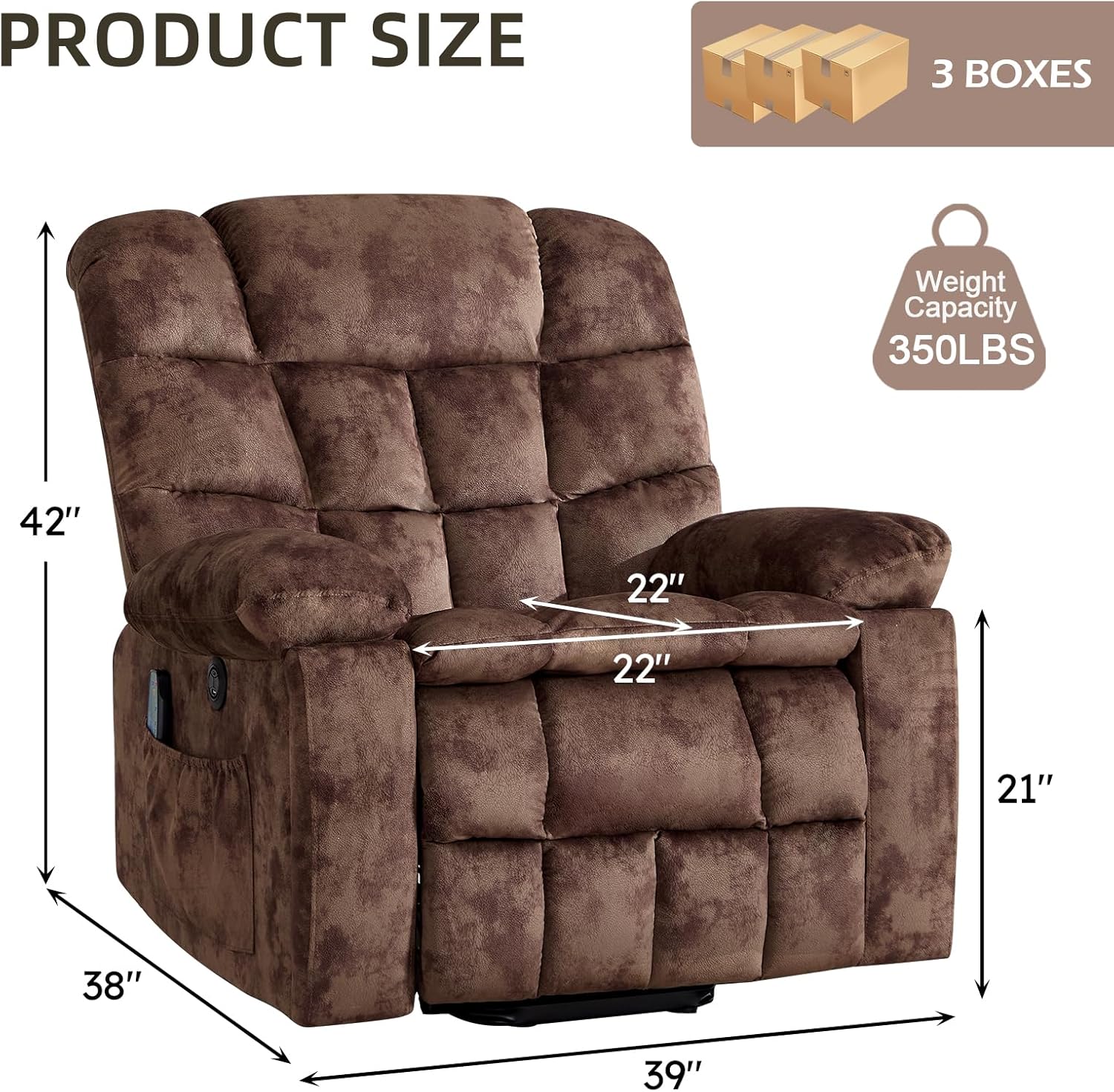 Power Lift Recliner Chair with Massage and Heat for Living Room