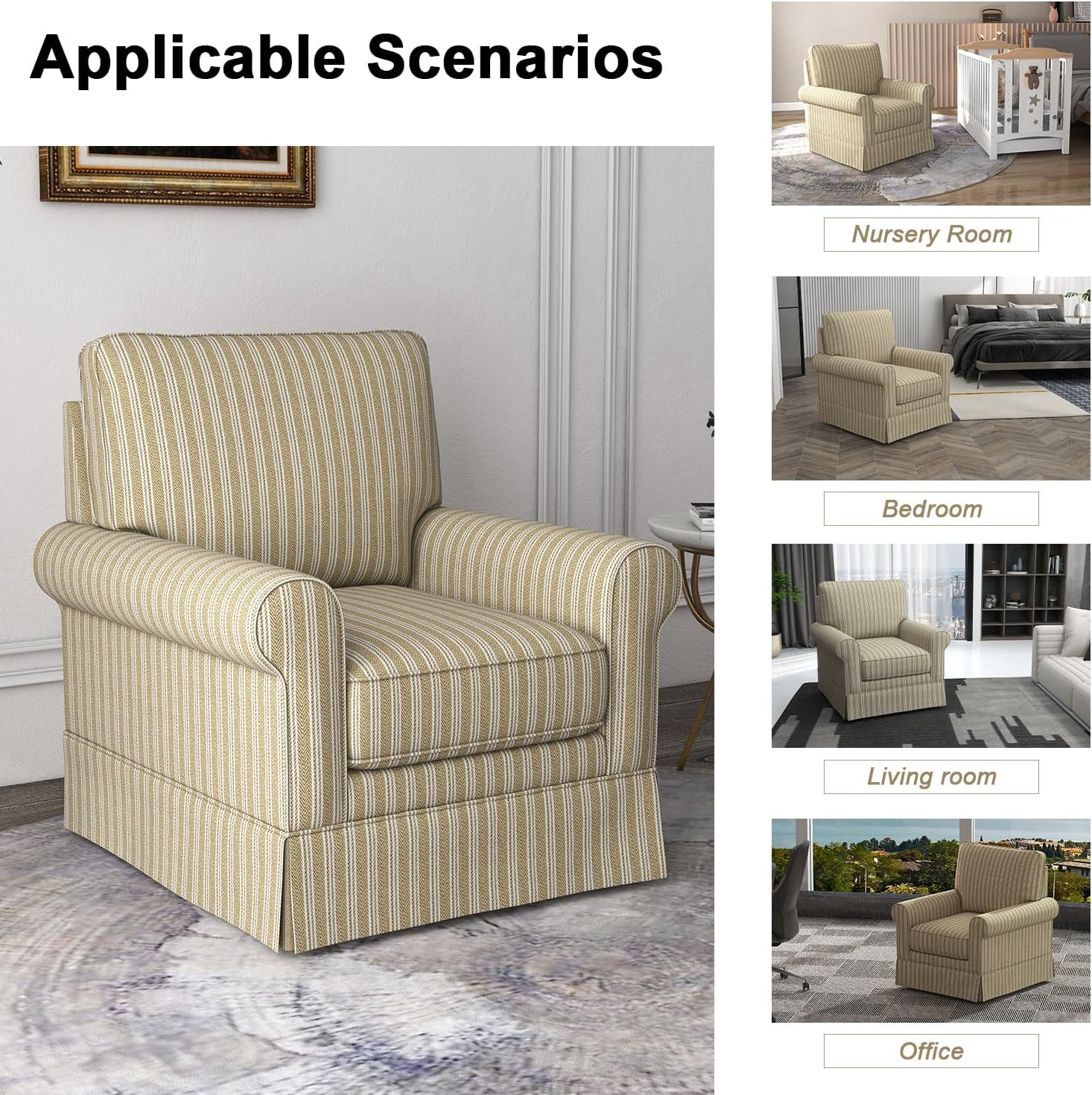 Swivel Accent Chair Upholstered Armchair for Living Room