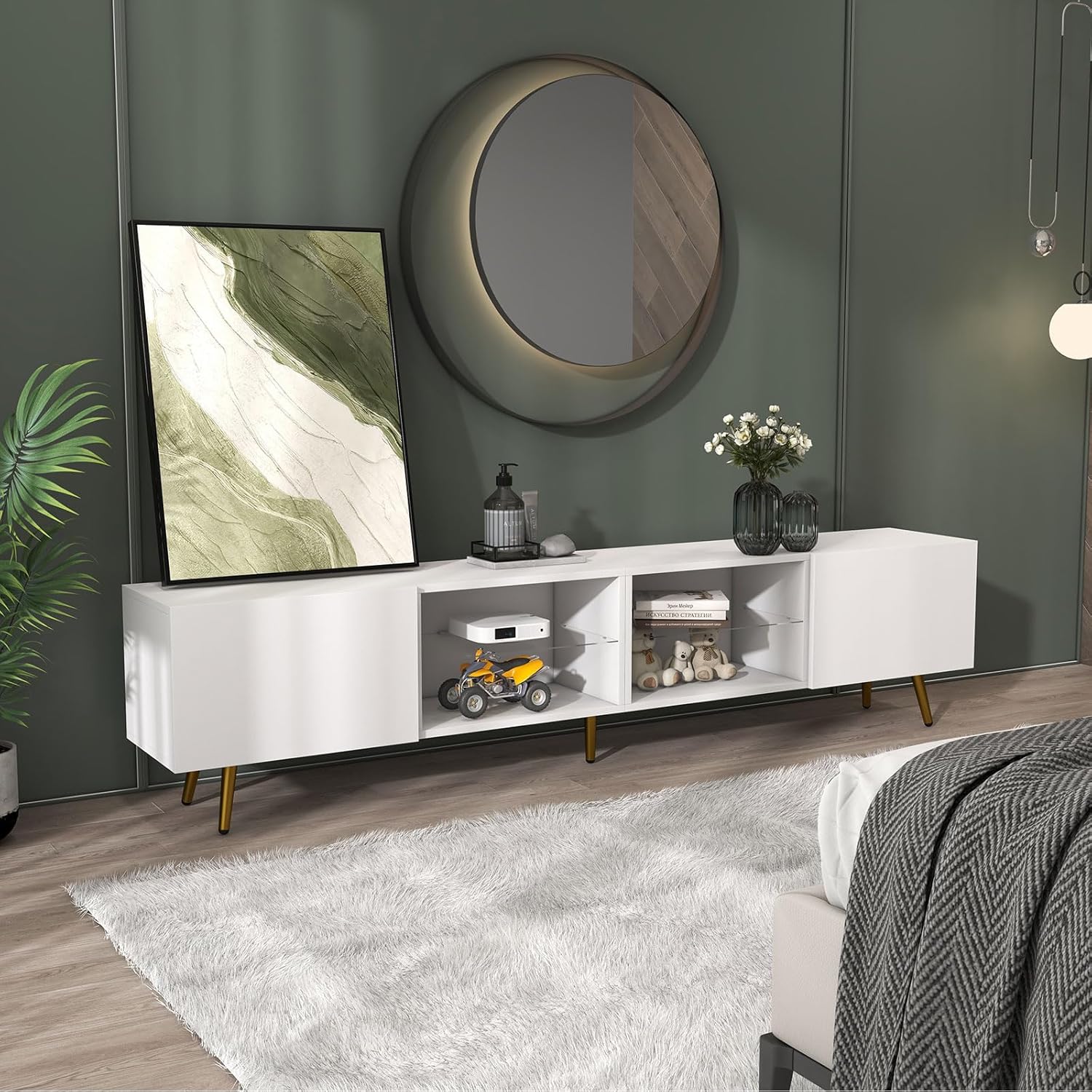Modern LED TV Stand with Storage for Living Room