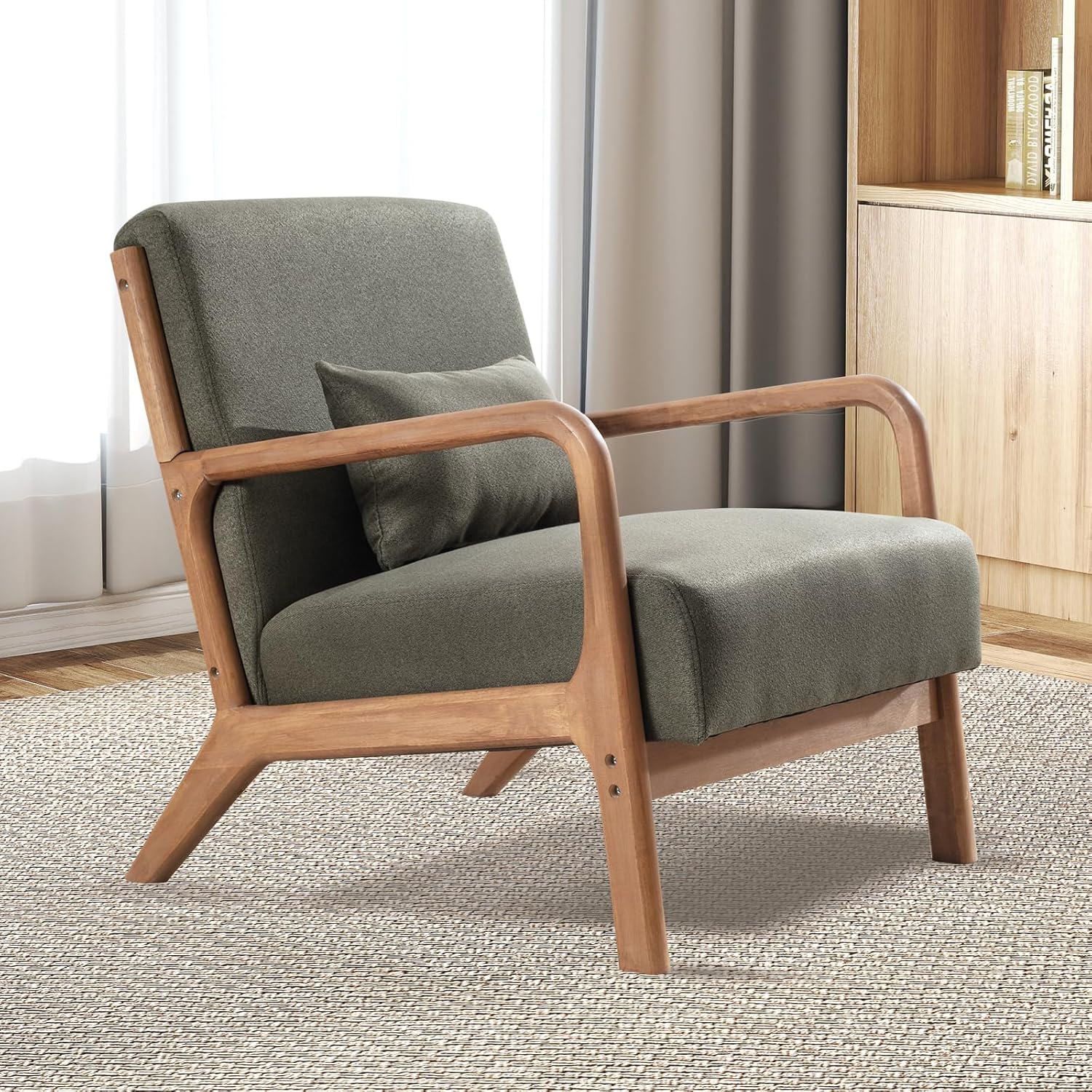 Mid Century Accent Chair Upholstered Armchair for Living Room