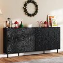 Mid-Century Textured TV Console Stand - Black