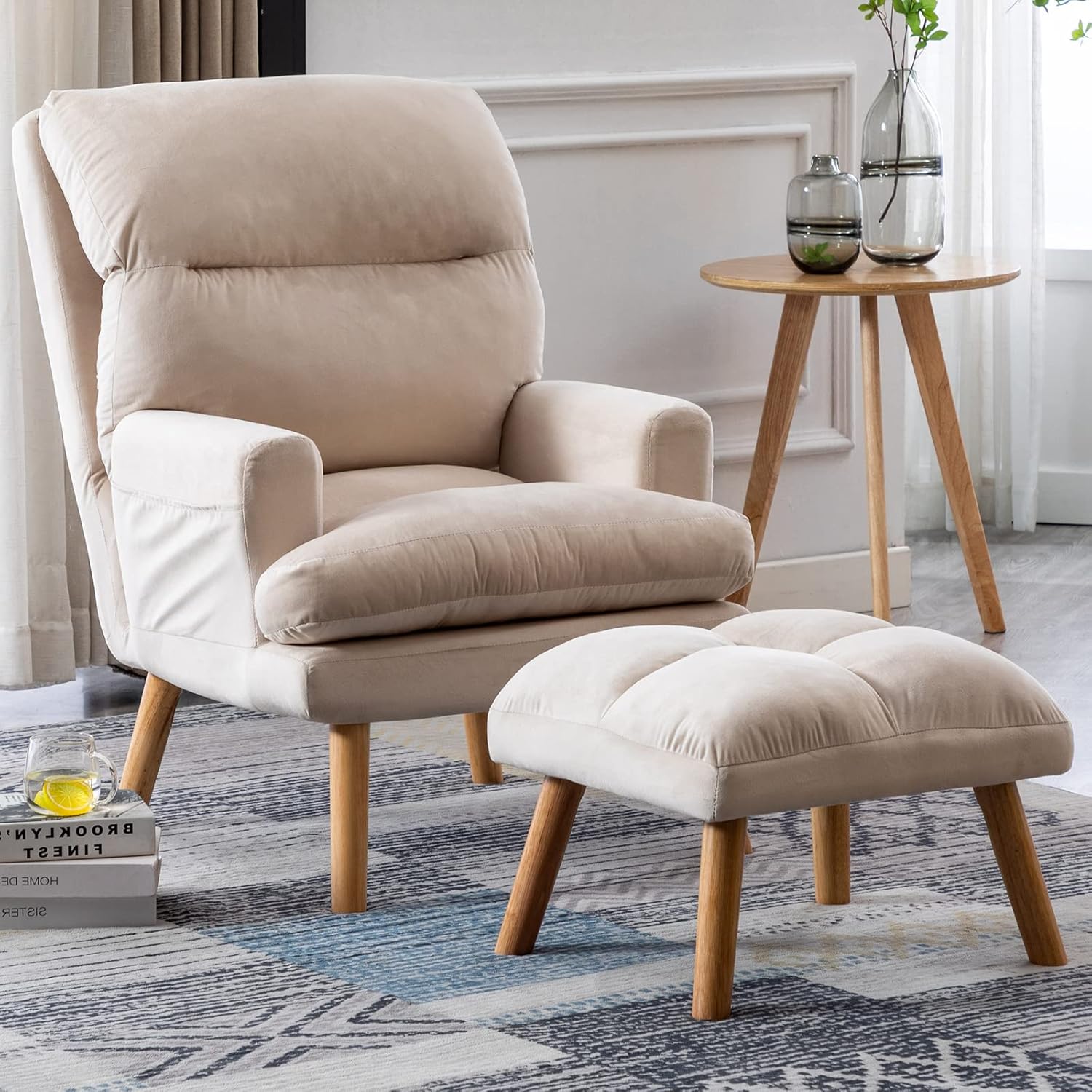 Charles Adjustable Accent Chair with Ottoman for Living Room