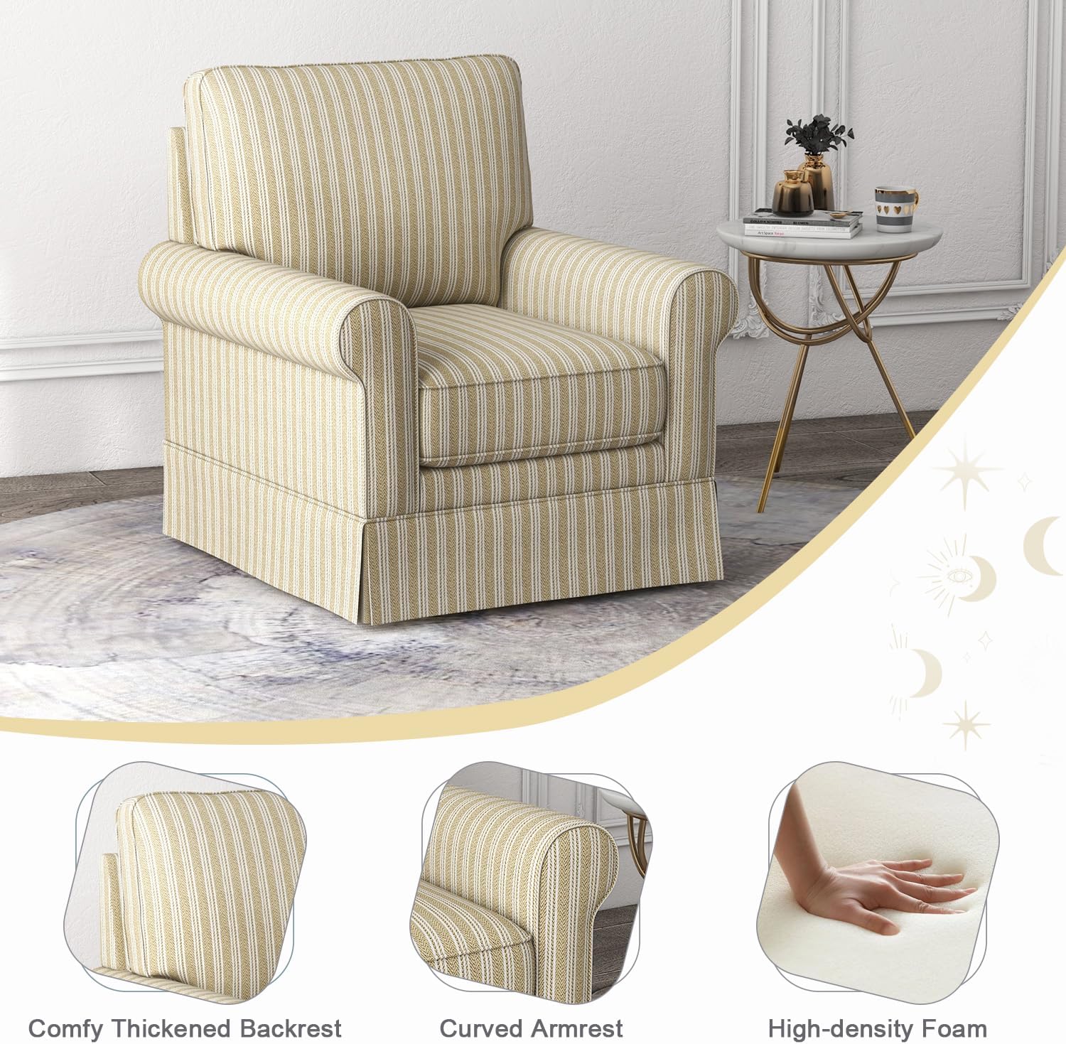 Swivel Accent Chair Upholstered Armchair for Living Room