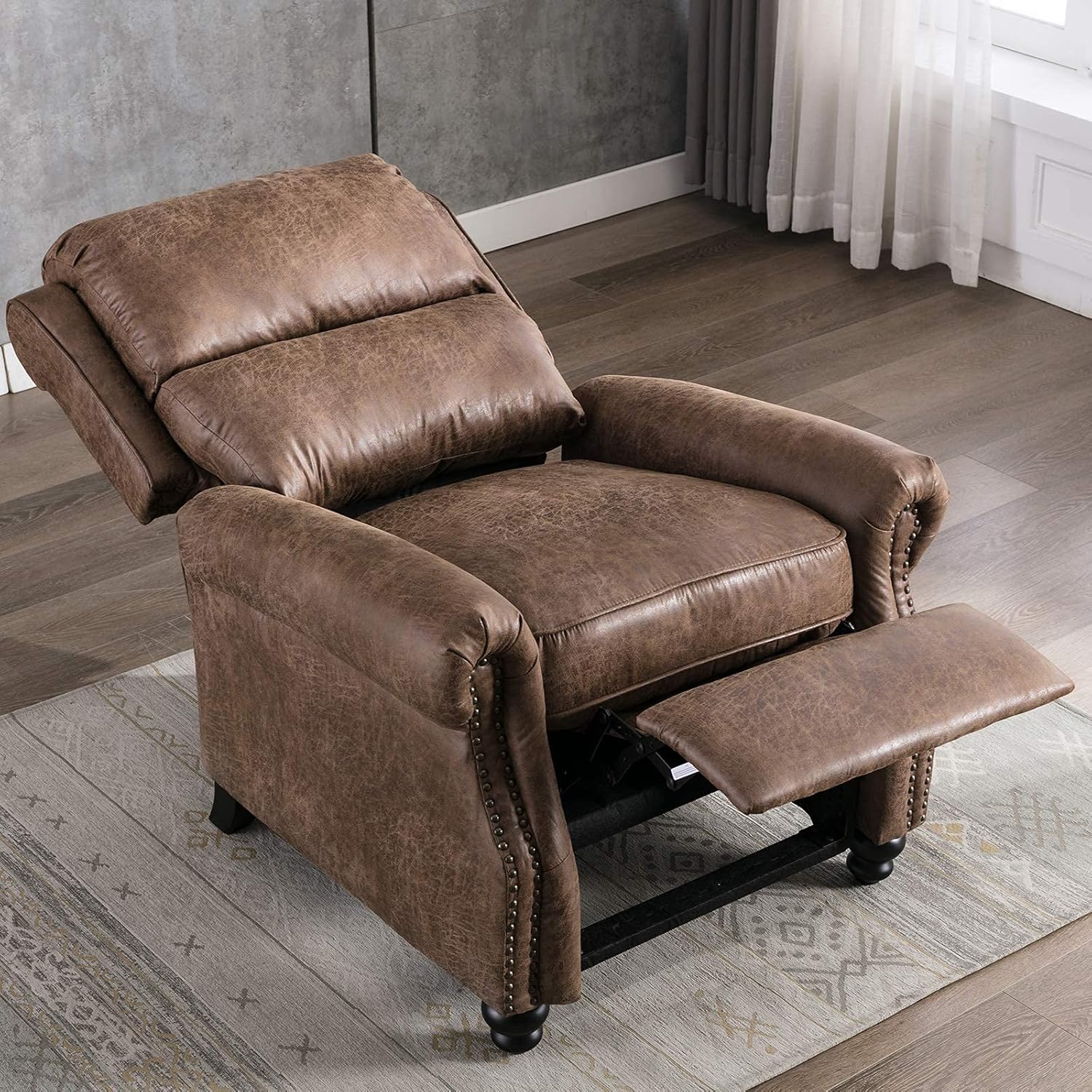 Pushback Recliner Armchair with Rivet for Living Room