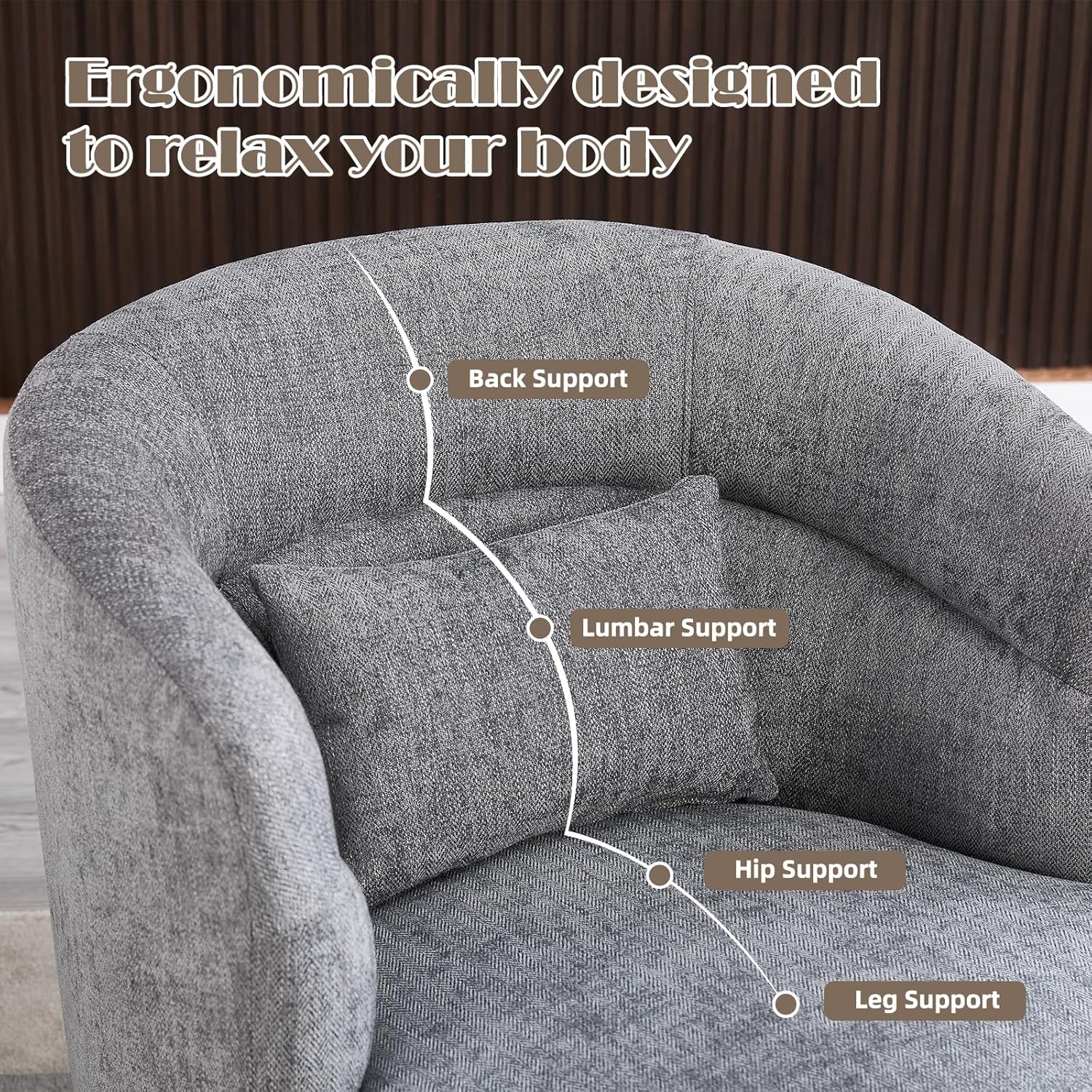 Swivel Barrel Accent Chair with Pillow for Living Room