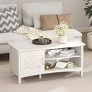 Wooden Coffee Table with Mirror Doors - White Ash