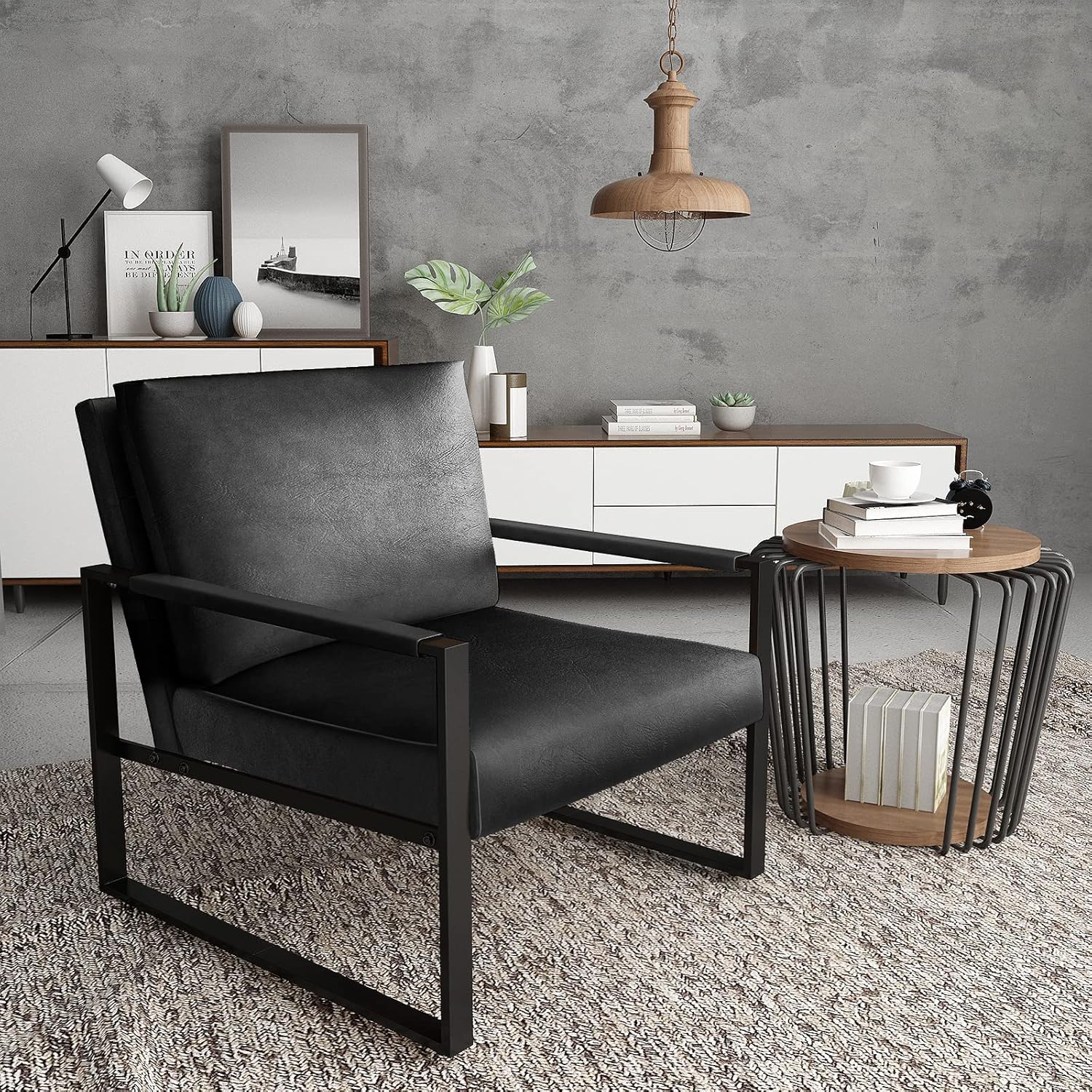Fixed Accent Armchair Upholstered Chair for Living Room