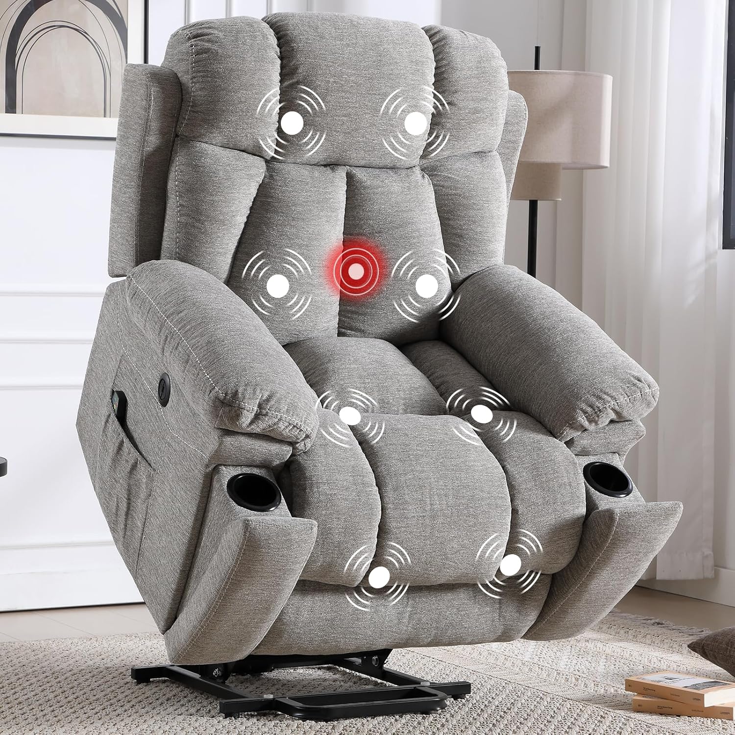 Power Lift Recliner Chair with Massage and Heat for Living Room