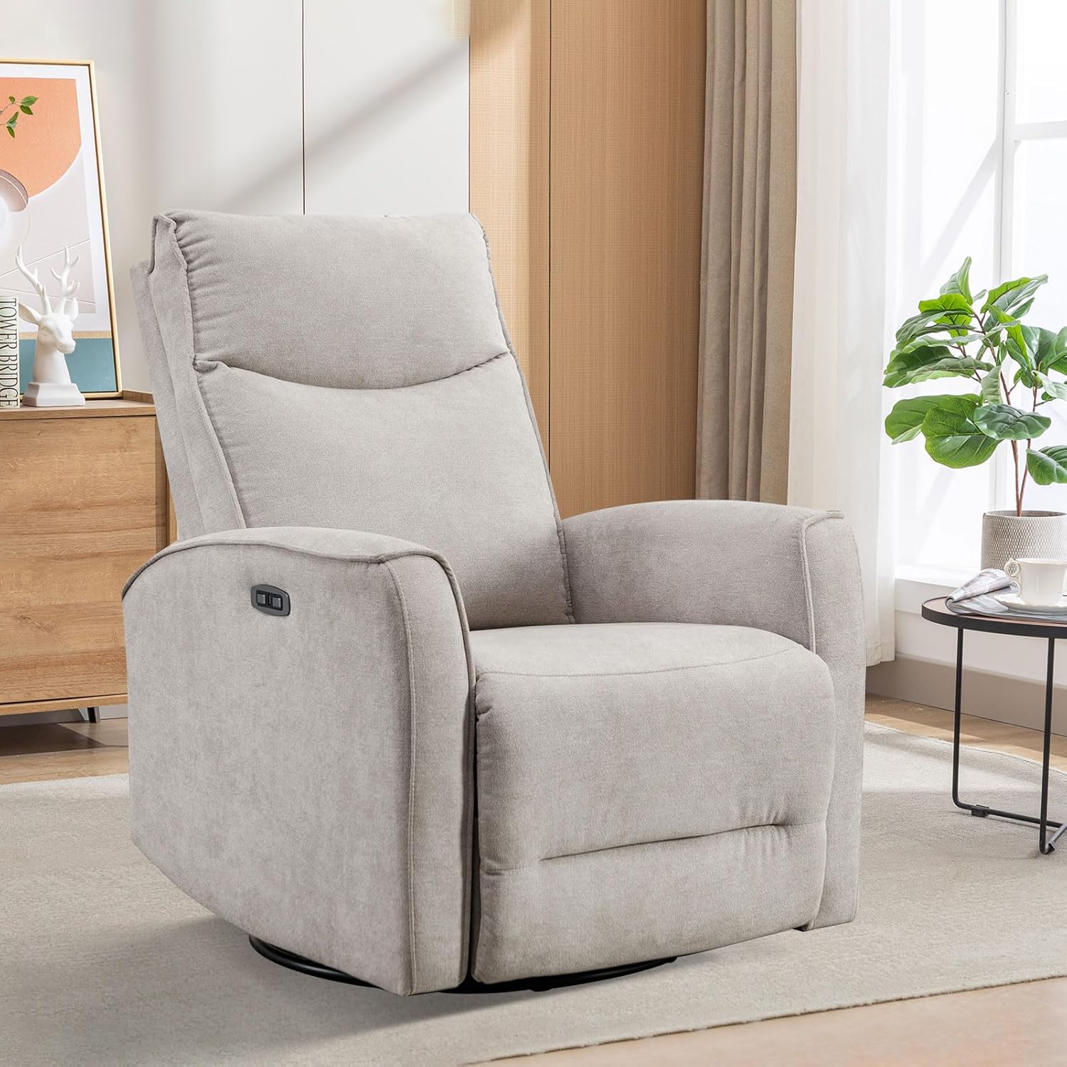 Power Swivel Recliner with Rocker and USB Port for Living Room