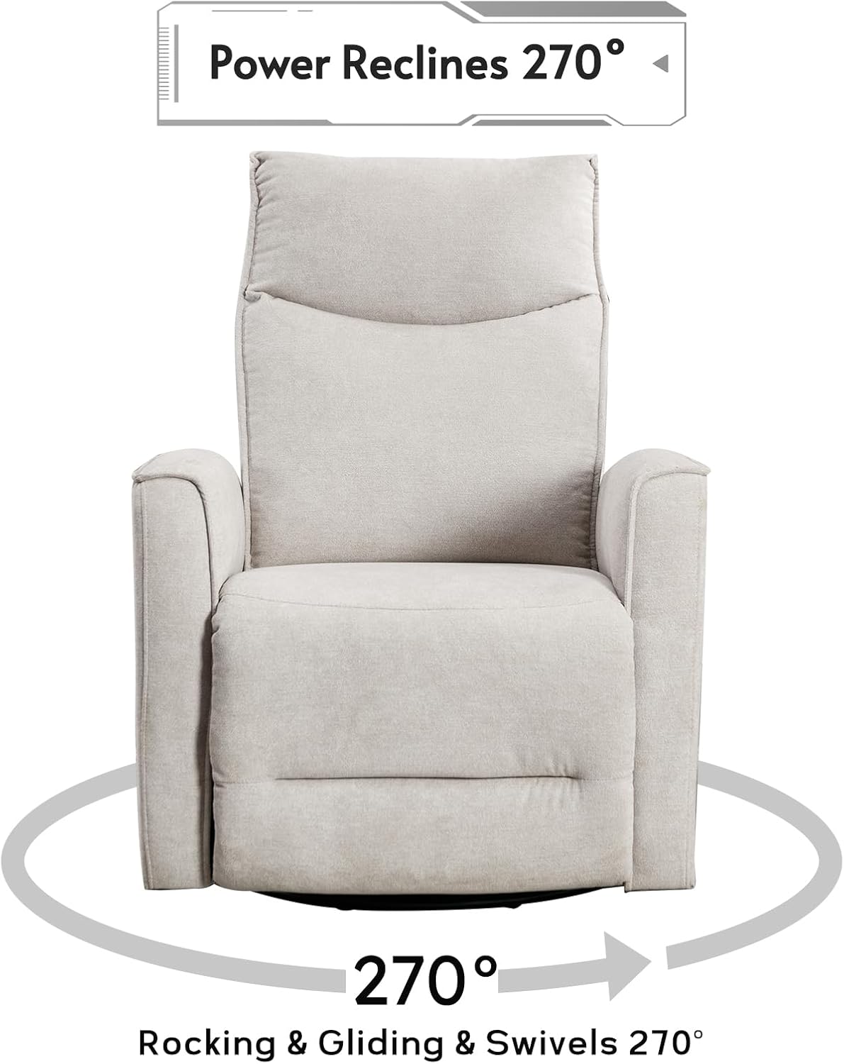 Power Swivel Recliner with Rocker and USB Port for Living Room